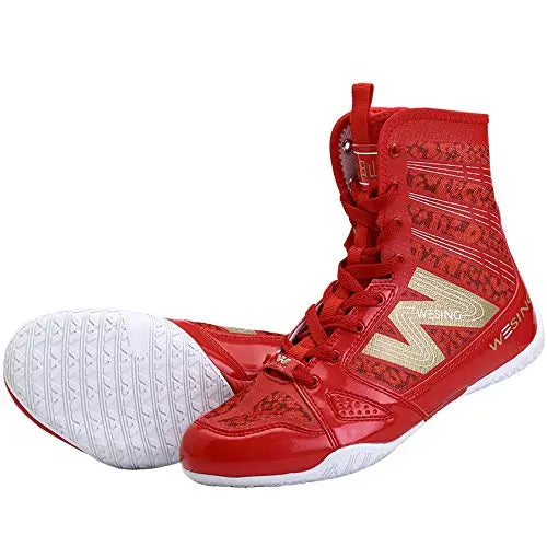 wesing Boxing Shoes Kickboxing Footwears Training High-top Ankle Boot Shoes with Large Size The Champ Gear