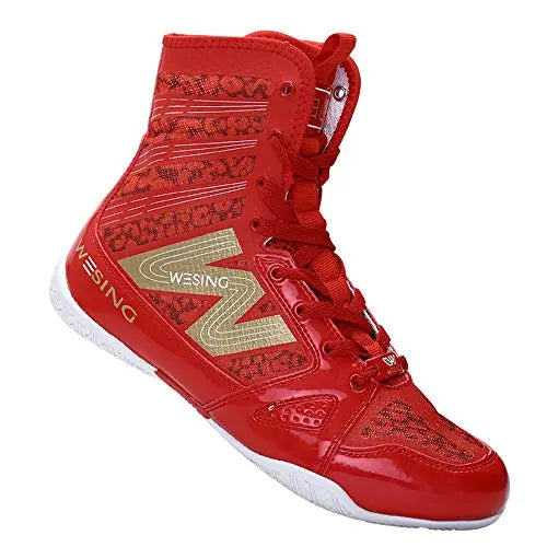 wesing Boxing Shoes Kickboxing Footwears Training High-top Ankle Boot Shoes with Large Size The Champ Gear