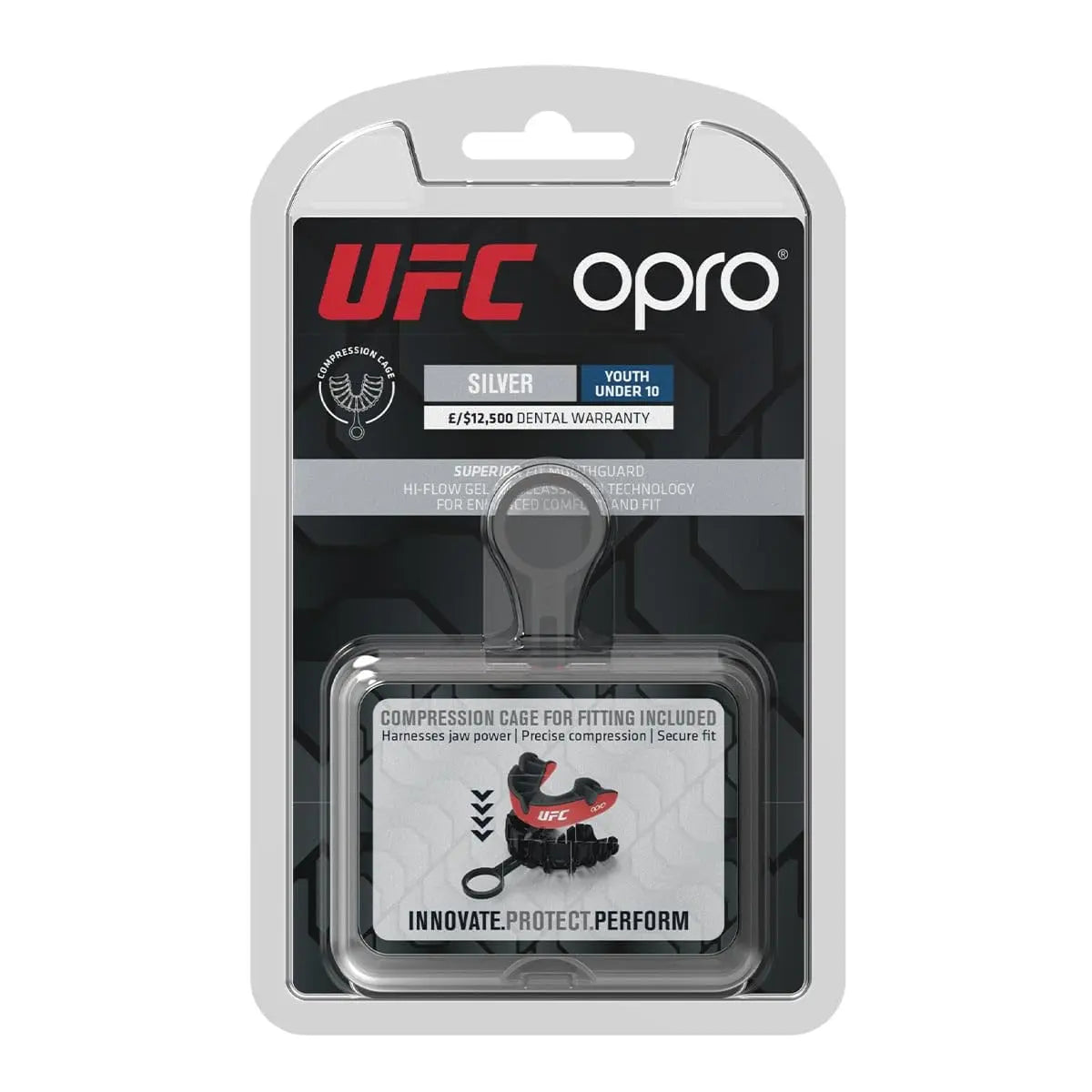 OPRO Silver Level Jawz Adult and Youth Sports Mouthguard With Case, Gum Shield Featuring Revolutionary Fitting Technology for Hockey, Rugby, Boxing MMA, BJJ, Karate, Judo, UFC (Black/Silver, Adult) The Champ Gear