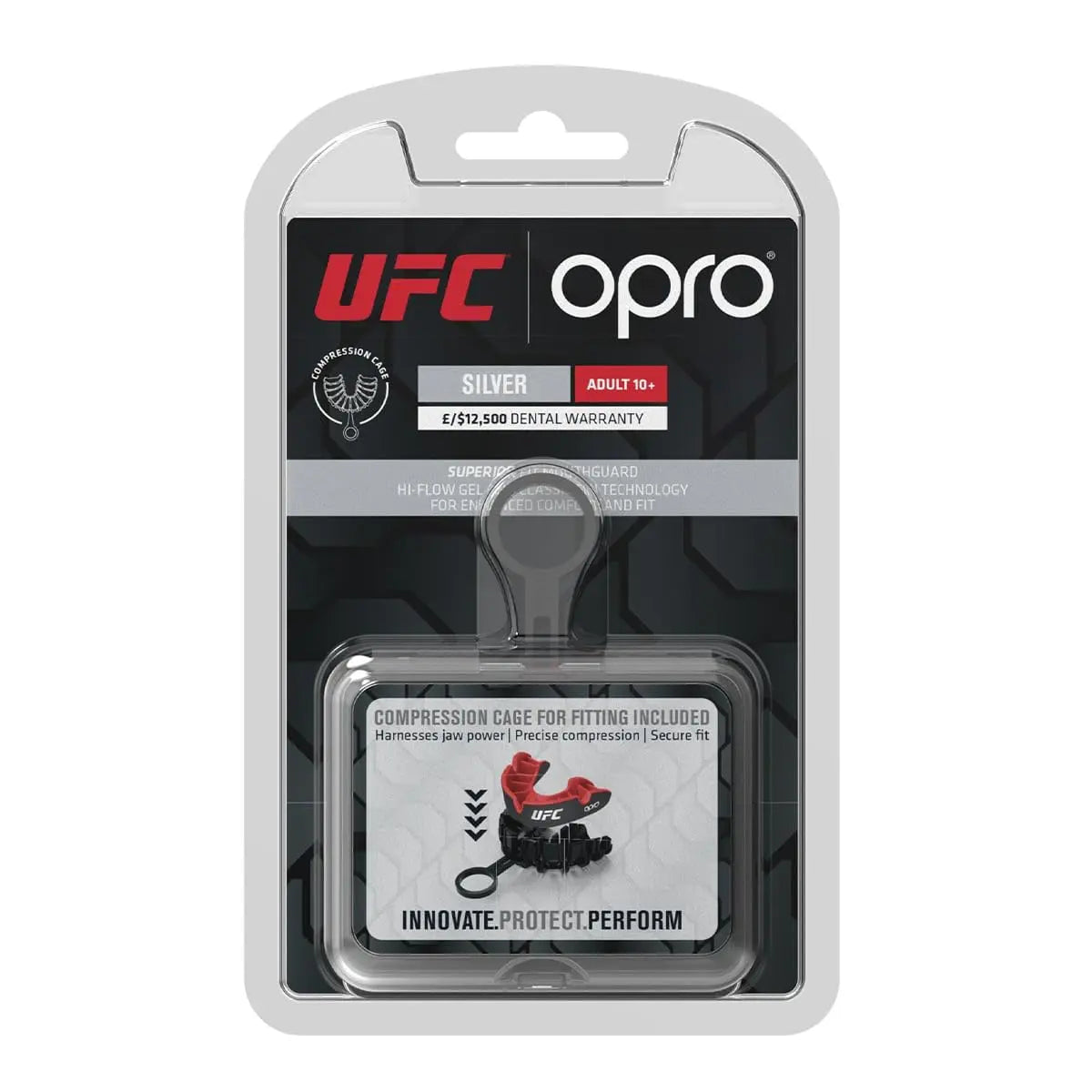 OPRO Silver Level Jawz Adult and Youth Sports Mouthguard With Case, Gum Shield Featuring Revolutionary Fitting Technology for Hockey, Rugby, Boxing MMA, BJJ, Karate, Judo, UFC (Black/Silver, Adult) The Champ Gear