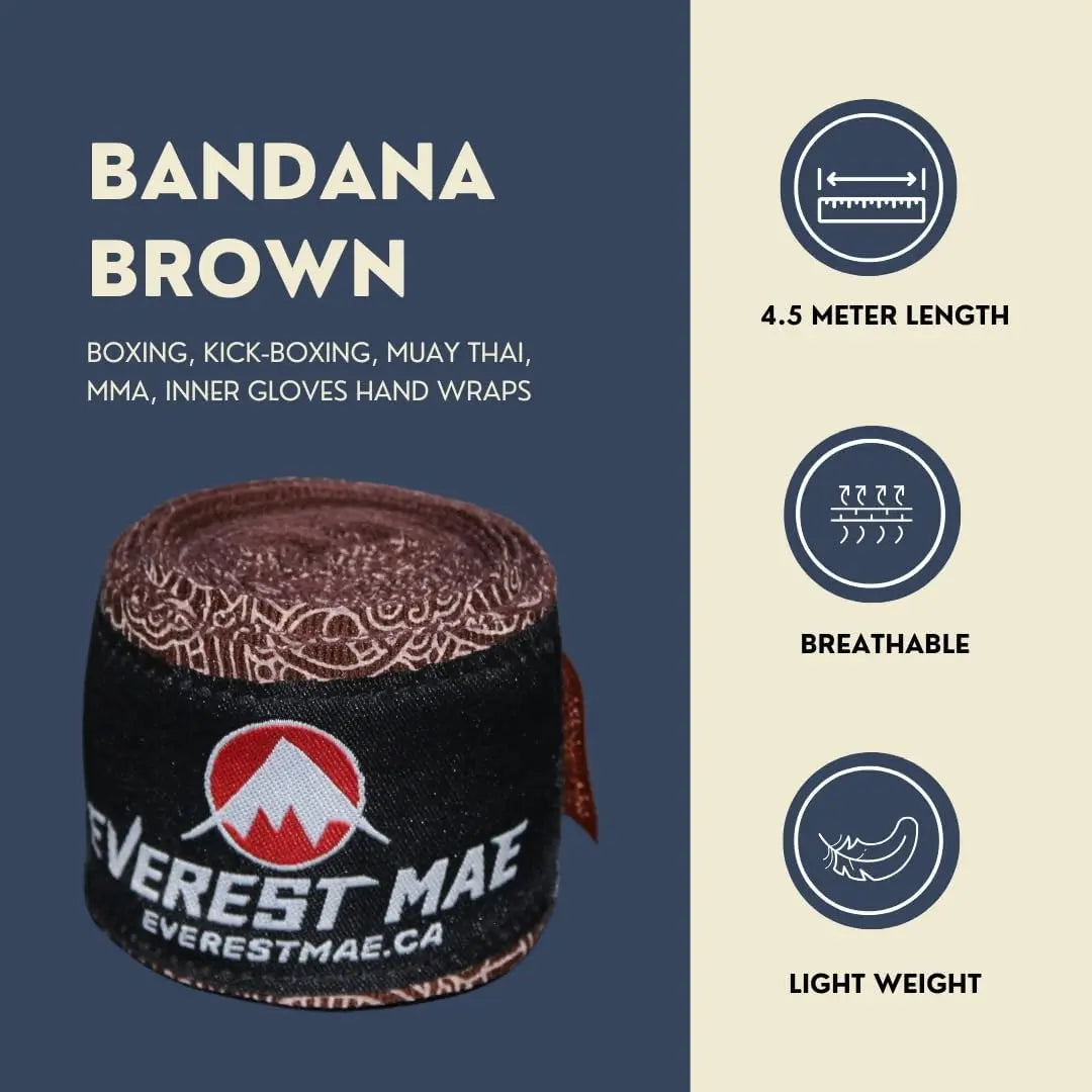 Everest MAE Hand Wraps 4.5 Meter 180 Inches Elasticated Thumb Loop Bandages Inner Gloves, Muay Thai MMA Kickboxing Martial Arts The Champ Gear