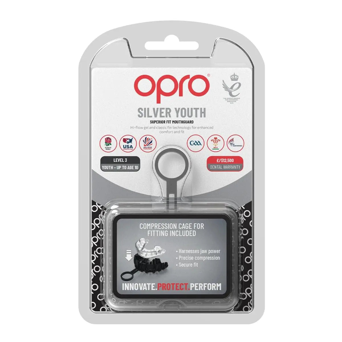 OPRO Silver Level Jawz Adult and Youth Sports Mouthguard With Case, Gum Shield Featuring Revolutionary Fitting Technology for Hockey, Rugby, Boxing MMA, BJJ, Karate, Judo, UFC (Black/Silver, Adult) The Champ Gear