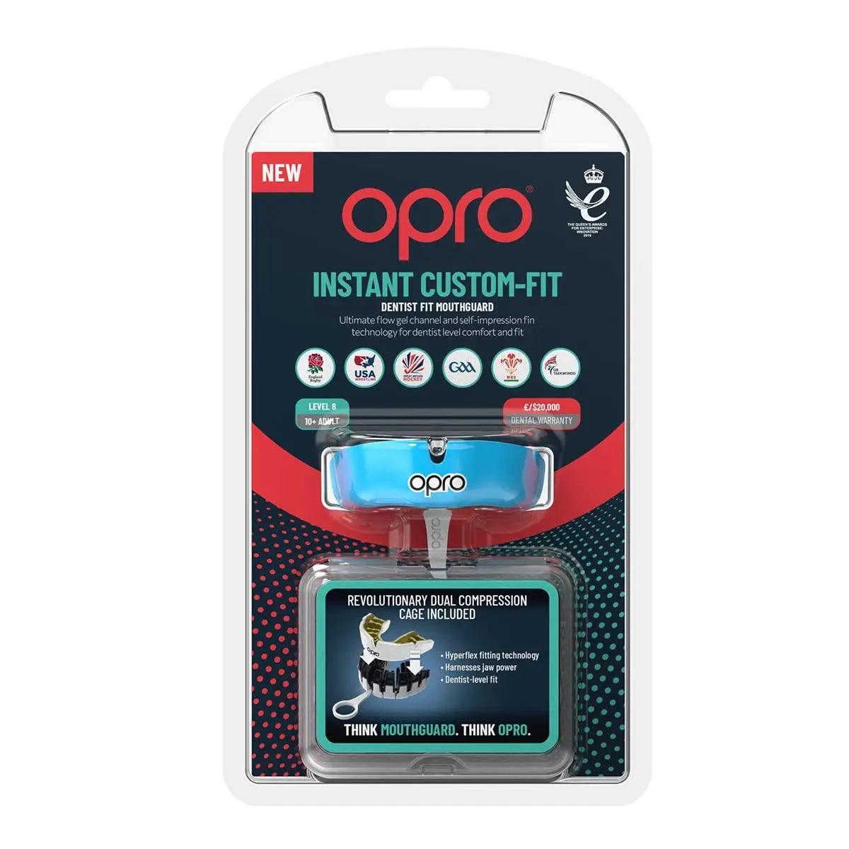 OPRO Instant Custom-Fit Sports Mouth Guard, Revolutionary Fitting Technology for Ultimate Comfort, Protection & Fit, Gum Shield, Dentist Mouthguard for Rugby, Boxing, Hockey, MMA (Gold Teeth, Adult) The Champ Gear
