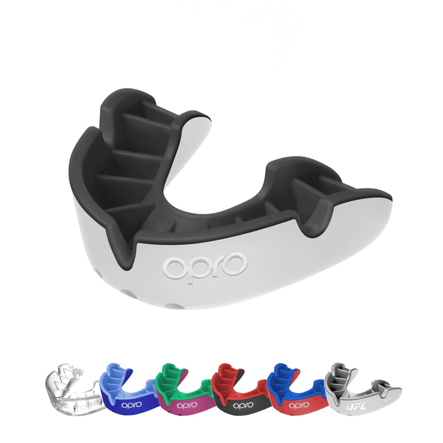 OPRO Silver Level Jawz Adult and Youth Sports Mouthguard With Case, Gum Shield Featuring Revolutionary Fitting Technology for Hockey, Rugby, Boxing MMA, BJJ, Karate, Judo, UFC (Black/Silver, Adult) The Champ Gear