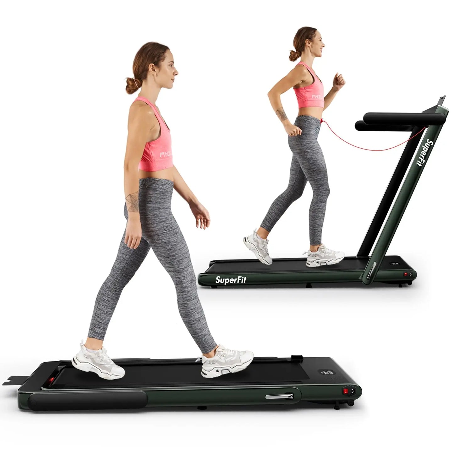 Goplus 2 in 1 Folding Treadmill, 2.25HP Under Desk Electric Treadmill, Installation-Free with Bluetooth Speaker, Remote Control and LED Display, Walking Jogging for Home Office Use The Champ Gear