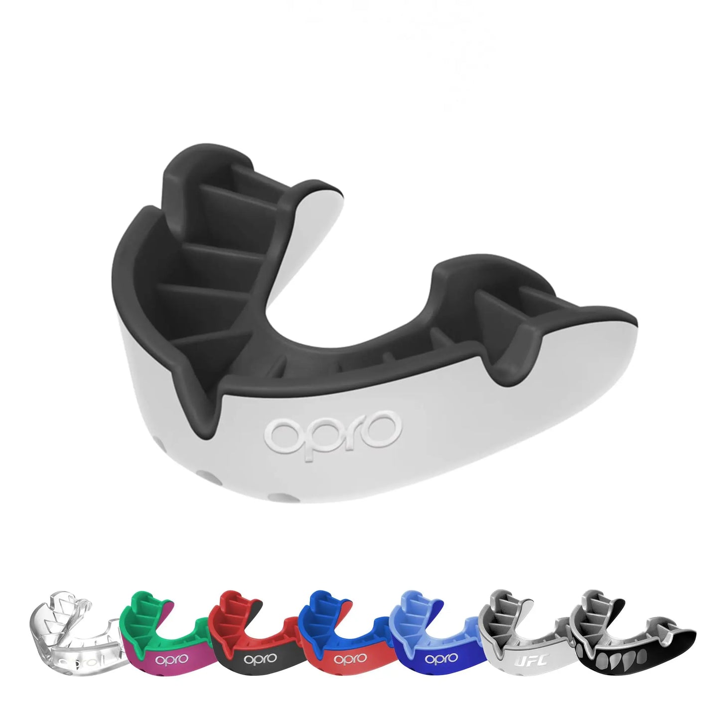 OPRO Silver Level Jawz Adult and Youth Sports Mouthguard With Case, Gum Shield Featuring Revolutionary Fitting Technology for Hockey, Rugby, Boxing MMA, BJJ, Karate, Judo, UFC (Black/Silver, Adult) The Champ Gear
