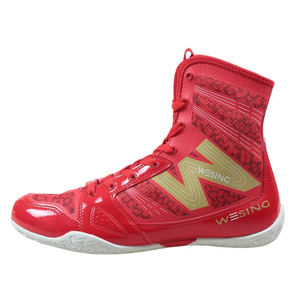 wesing Boxing Shoes Kickboxing Footwears Training High-top Ankle Boot Shoes with Large Size The Champ Gear