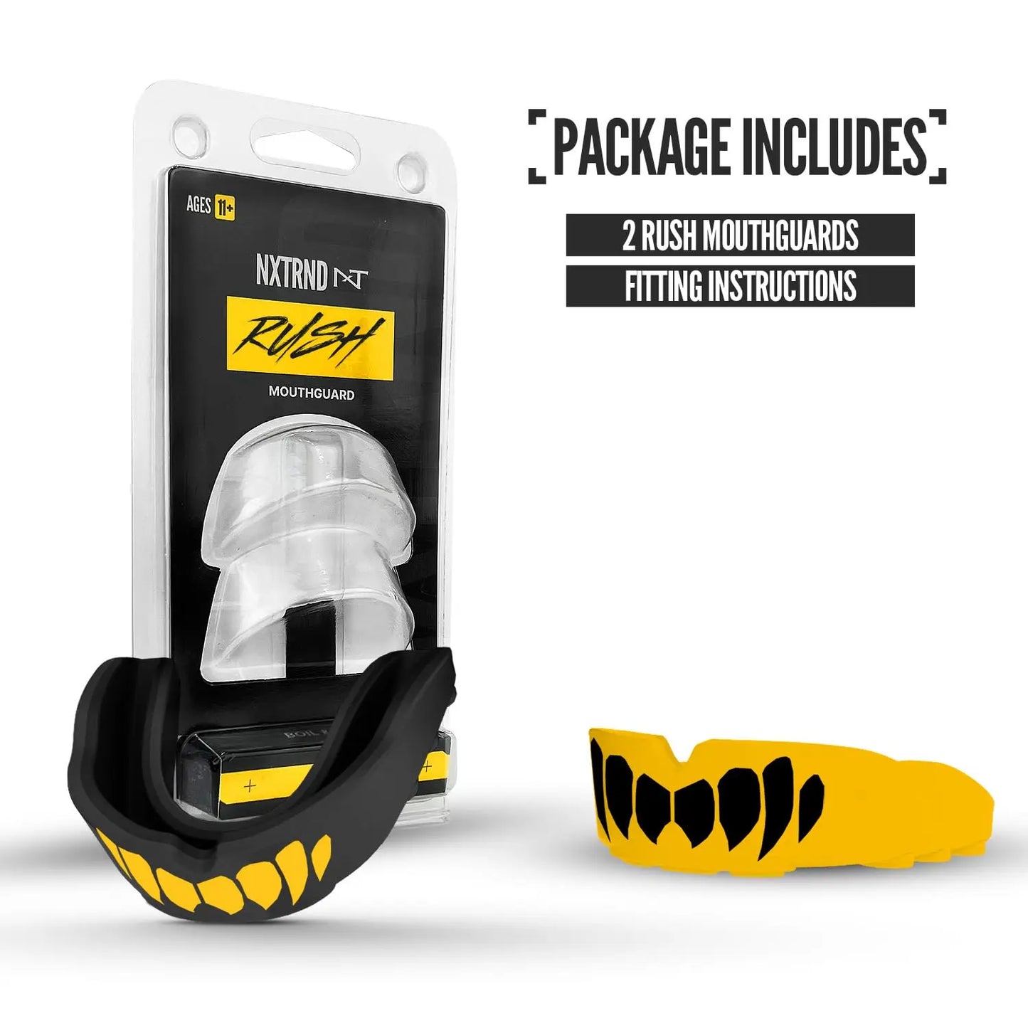 2 Pack Nxtrnd Rush Mouth Guard for Boxing and Other Sports (Neon Yellow) The Champ Gear