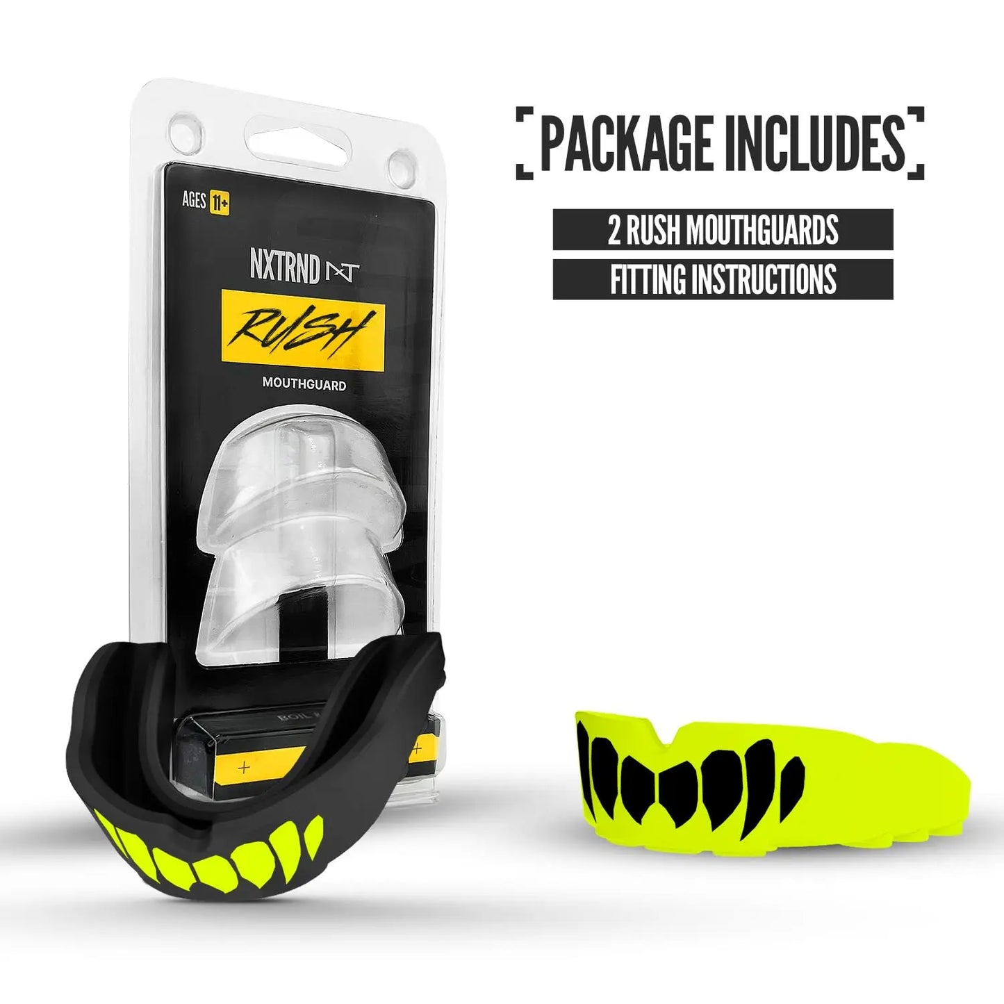 2 Pack Nxtrnd Rush Mouth Guard for Boxing and Other Sports (Neon Yellow) The Champ Gear