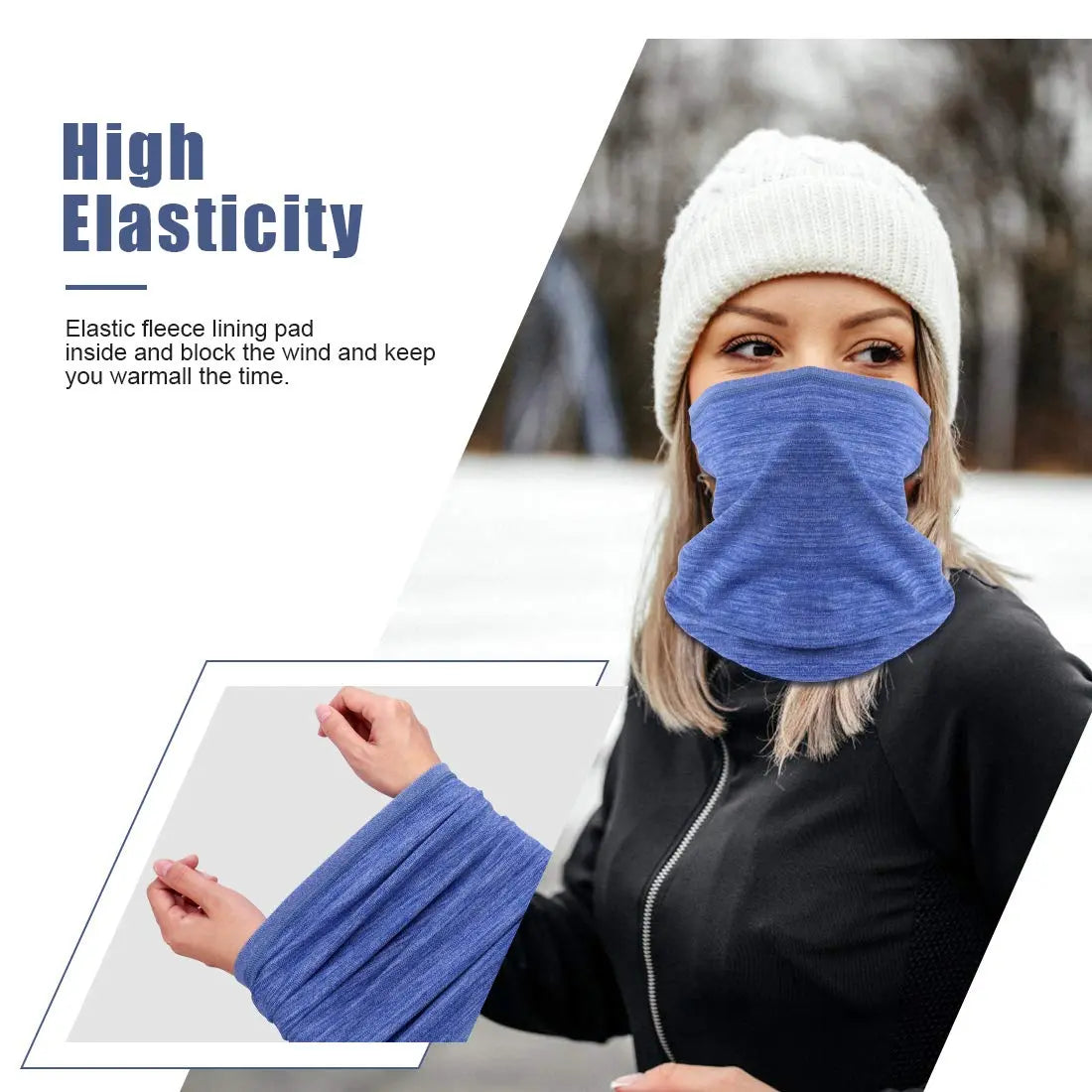 KGC 2 Pack Winter Neck Warmer Gaiter,Soft Fleece Windproof Face Cover Mask Scarf Bandana for Men & Women Outdoor Sports The Champ Gear