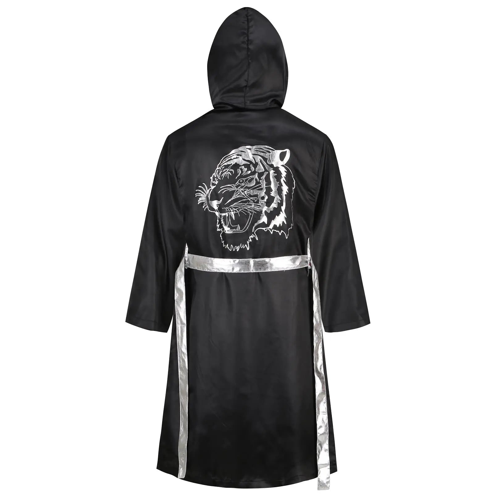 Colorful House Men Satin Black Boxing Robes Adult Boxing Halloween Costume Robe Boxer Costume Shorts with Belt The Champ Gear