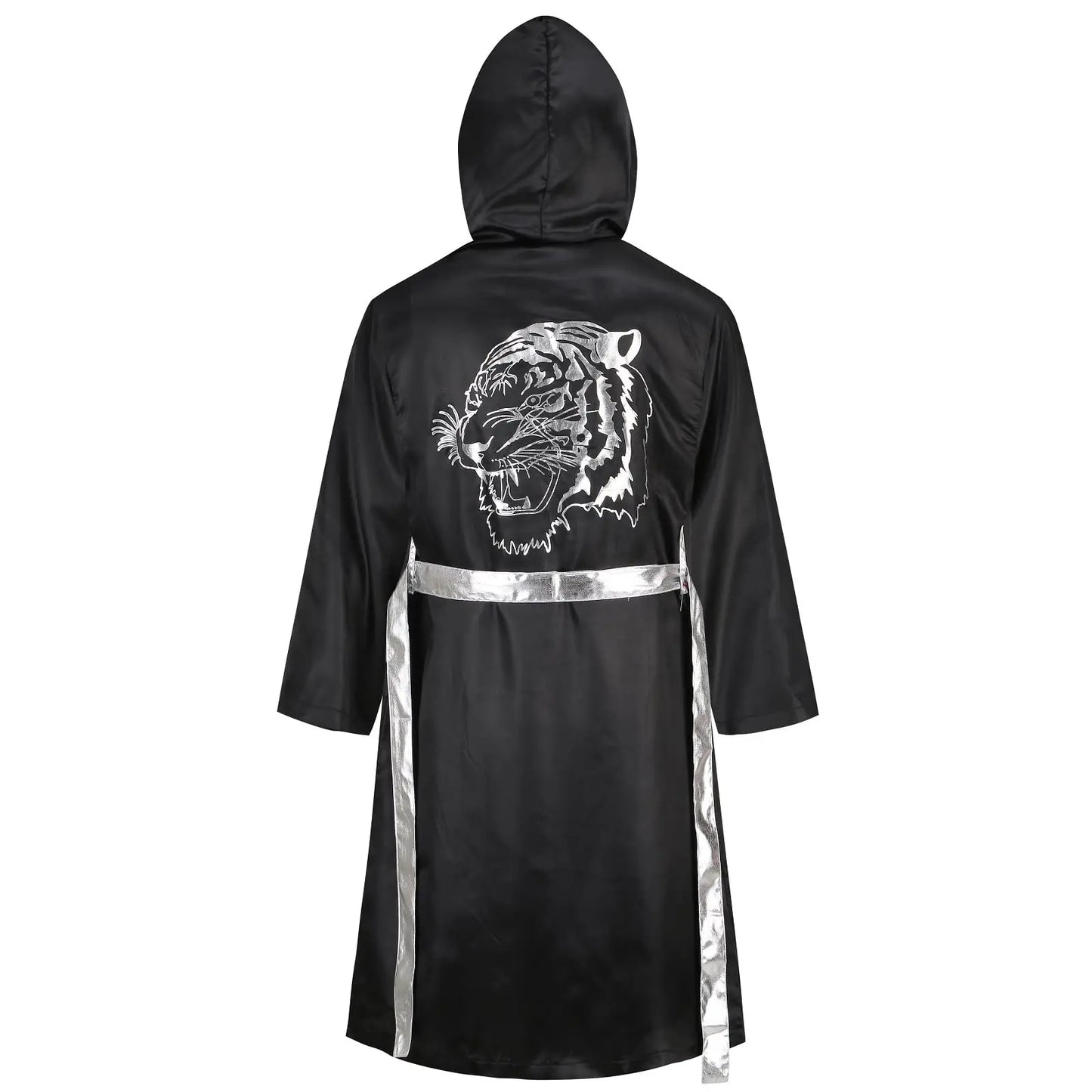 Colorful House Men Satin Black Boxing Robes Adult Boxing Halloween Costume Robe Boxer Costume Shorts with Belt The Champ Gear