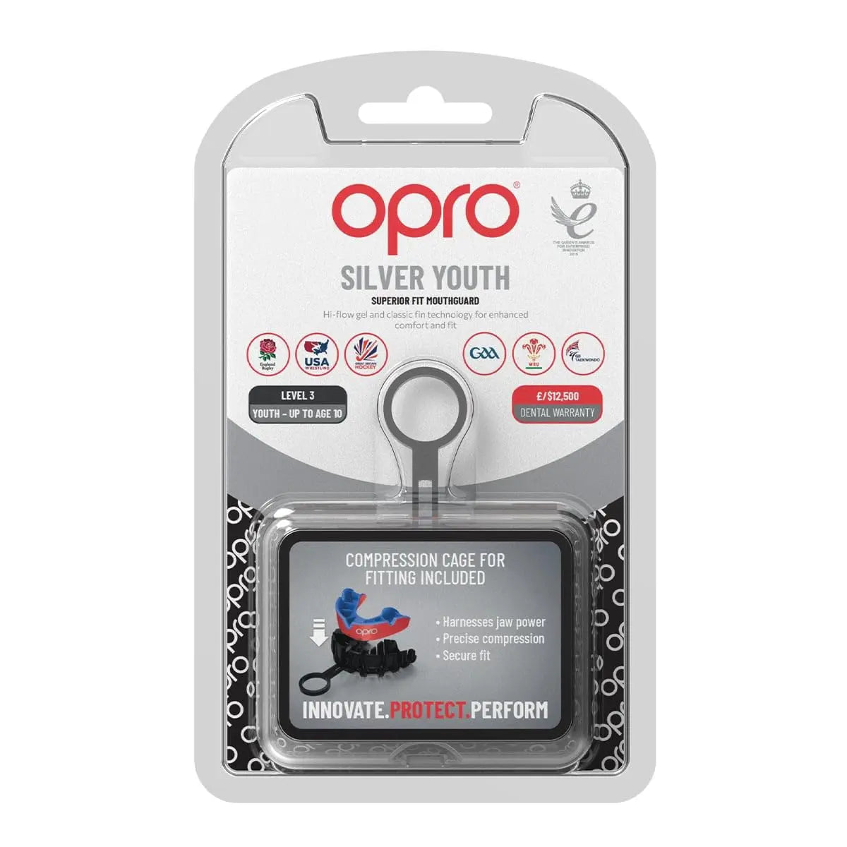 OPRO Silver Level Jawz Adult and Youth Sports Mouthguard With Case, Gum Shield Featuring Revolutionary Fitting Technology for Hockey, Rugby, Boxing MMA, BJJ, Karate, Judo, UFC (Black/Silver, Adult) The Champ Gear