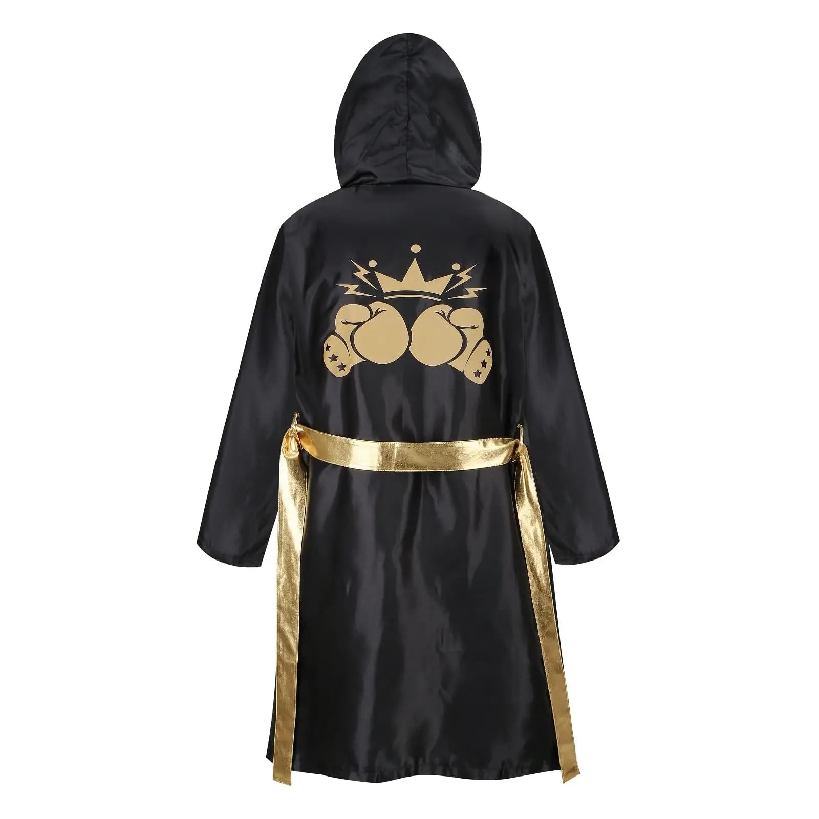 Colorful House Men Satin Black Boxing Robes Adult Boxing Halloween Costume Robe Boxer Costume Shorts with Belt The Champ Gear