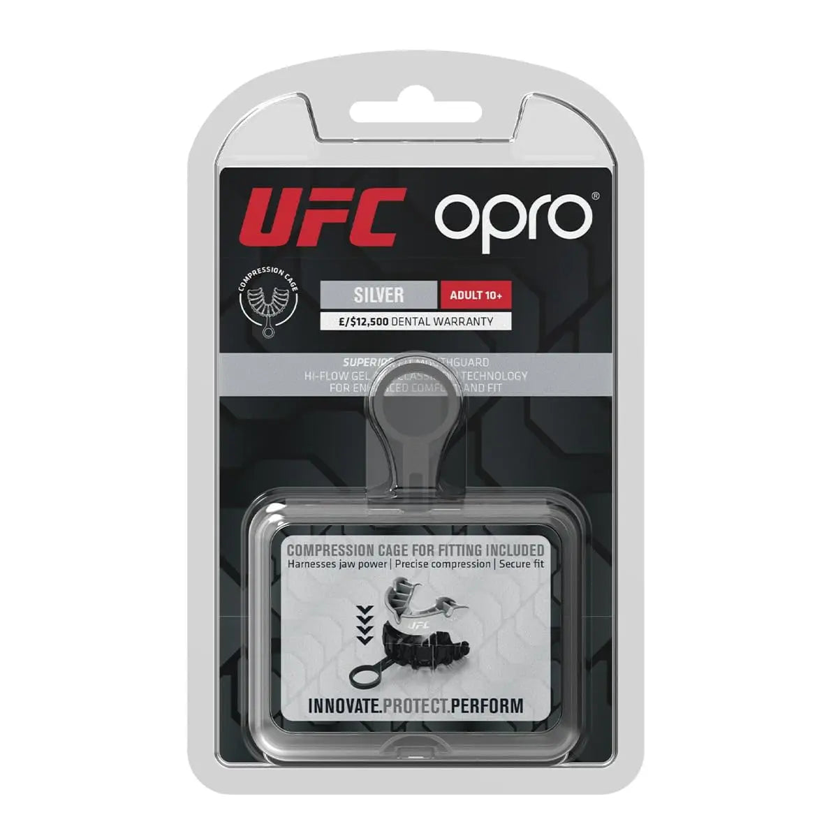 OPRO Silver Level Jawz Adult and Youth Sports Mouthguard With Case, Gum Shield Featuring Revolutionary Fitting Technology for Hockey, Rugby, Boxing MMA, BJJ, Karate, Judo, UFC (Black/Silver, Adult) The Champ Gear