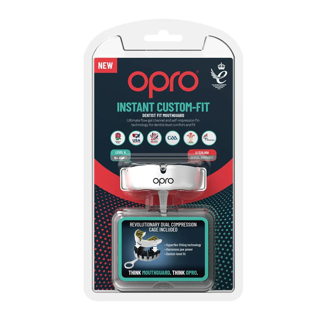 OPRO Instant Custom-Fit Sports Mouth Guard, Revolutionary Fitting Technology for Ultimate Comfort, Protection & Fit, Gum Shield, Dentist Mouthguard for Rugby, Boxing, Hockey, MMA (Gold Teeth, Adult) The Champ Gear