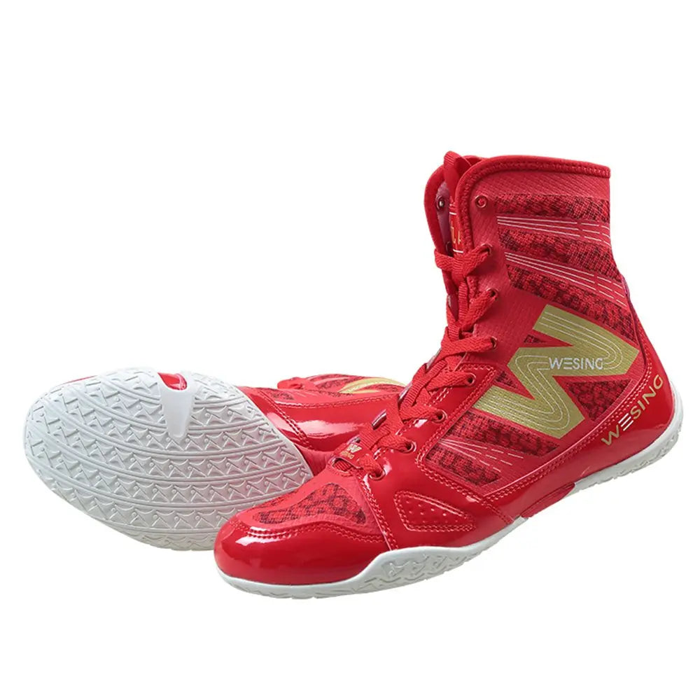 wesing Boxing Shoes Kickboxing Footwears Training High-top Ankle Boot Shoes with Large Size The Champ Gear