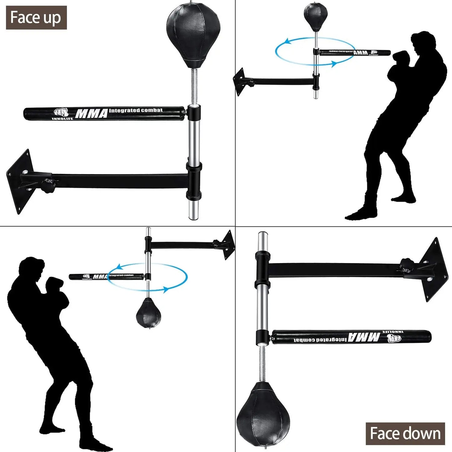 Innolife Wall Mount MMA Boxing Bar, Boxing Speed Trainer, Punching Spinning Bar Boxing Equipment for Home Gym The Champ Gear