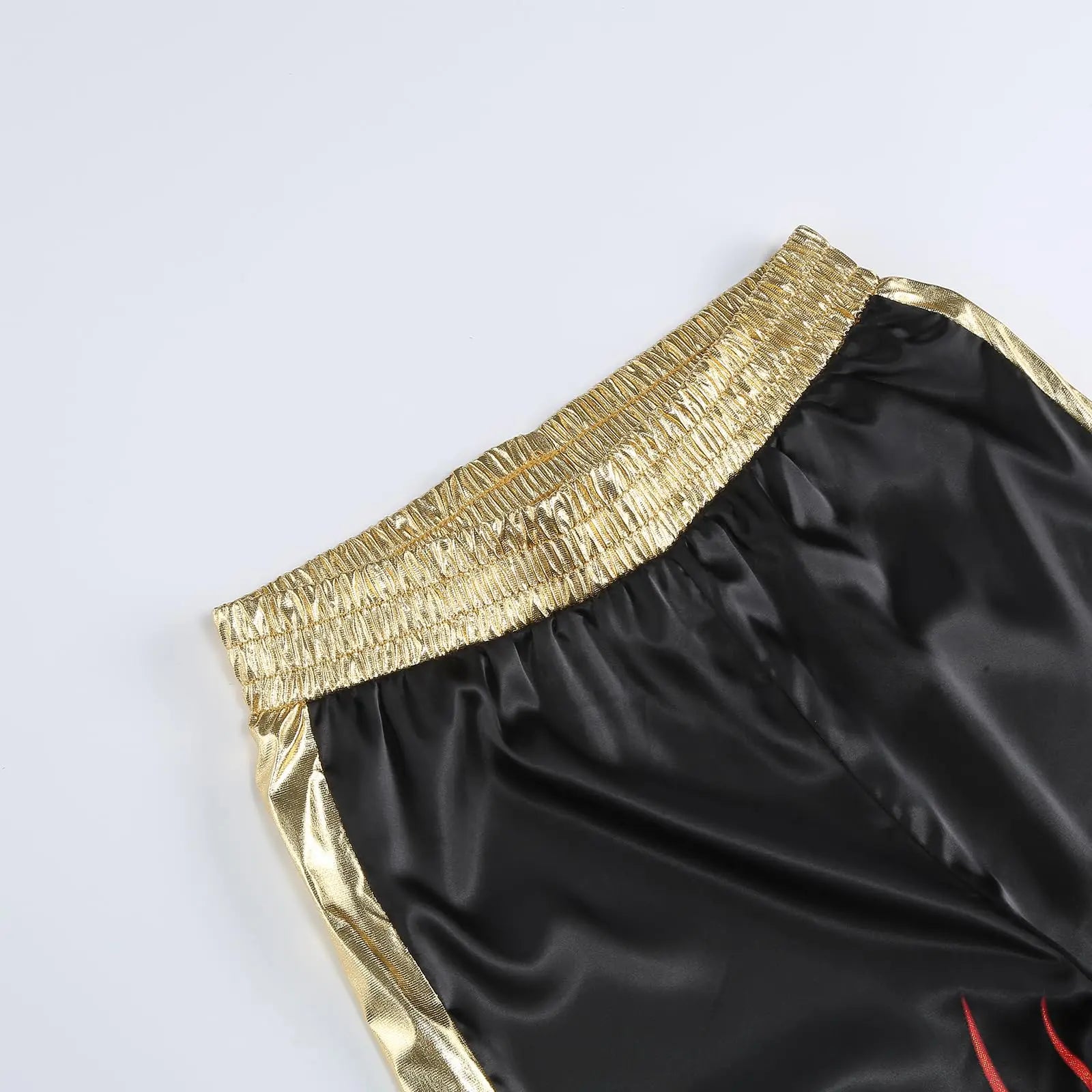 Colorful House Men Satin Black Boxing Robes Adult Boxing Halloween Costume Robe Boxer Costume Shorts with Belt The Champ Gear