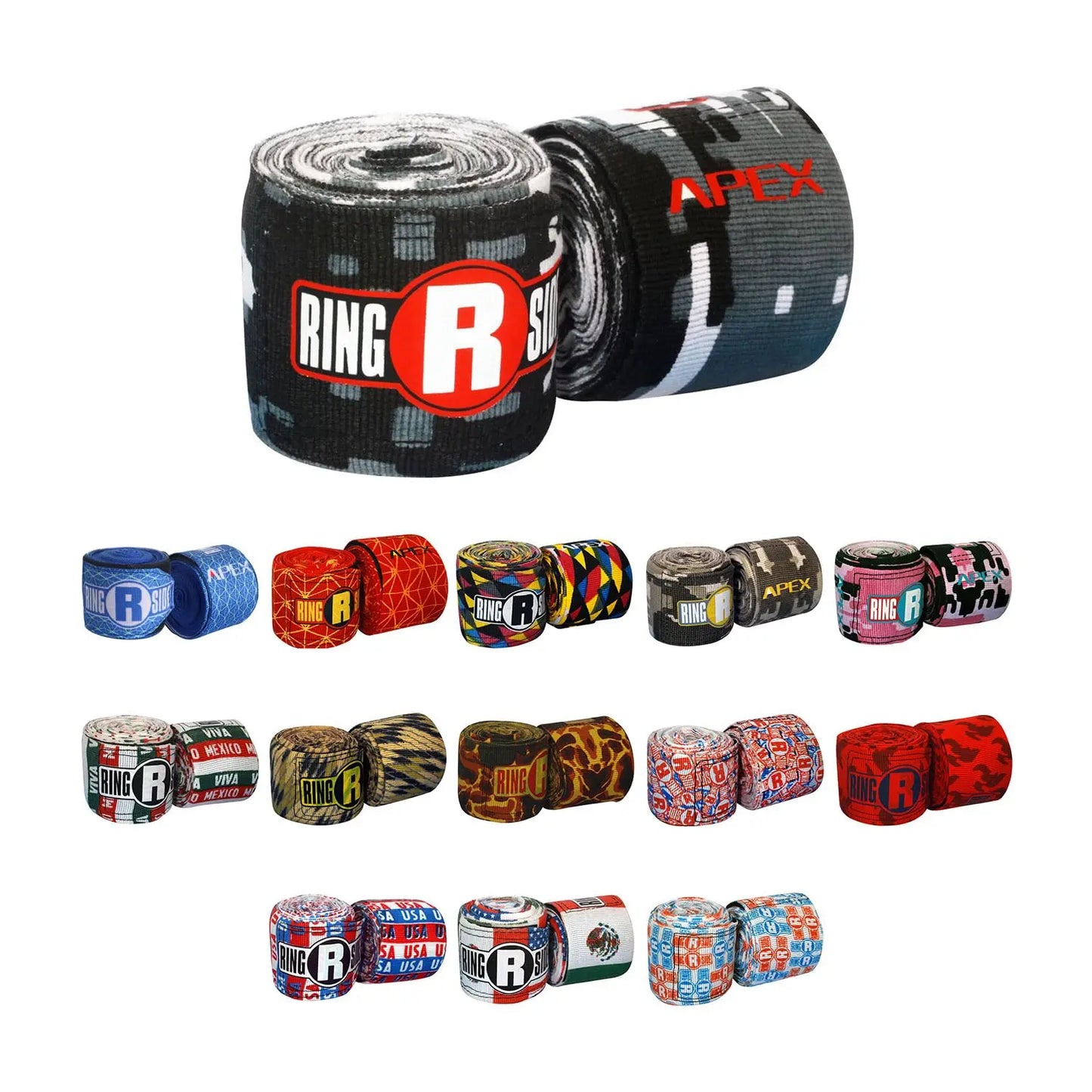 Ringside Apex 130” Boxing Hand Wraps Pair - Durable, Elastic Training Wraps with Hook & Loop Closure, Multi-Color Options, Perfect for MMA, Muay Thai, Kickboxing The Champ Gear