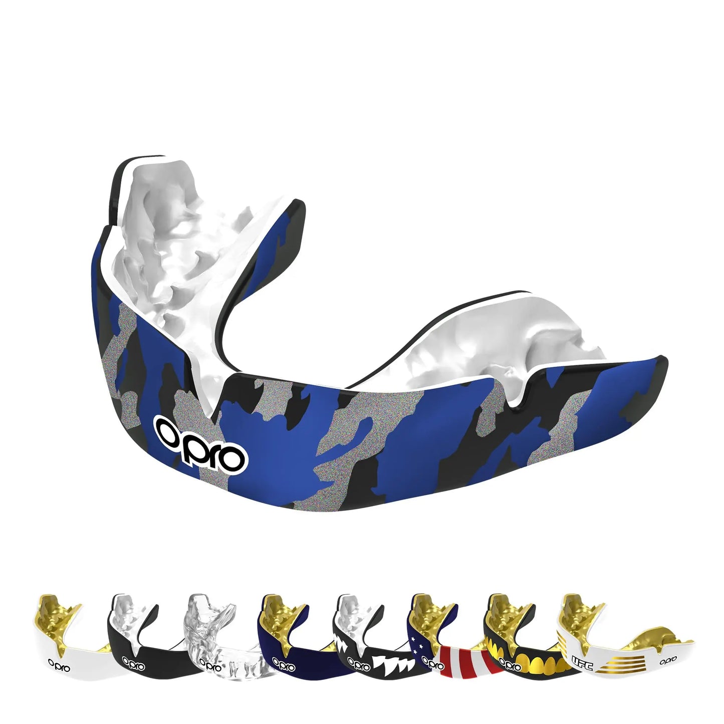 OPRO Instant Custom-Fit Sports Mouth Guard, Revolutionary Fitting Technology for Ultimate Comfort, Protection & Fit, Gum Shield, Dentist Mouthguard for Rugby, Boxing, Hockey, MMA (Gold Teeth, Adult) The Champ Gear
