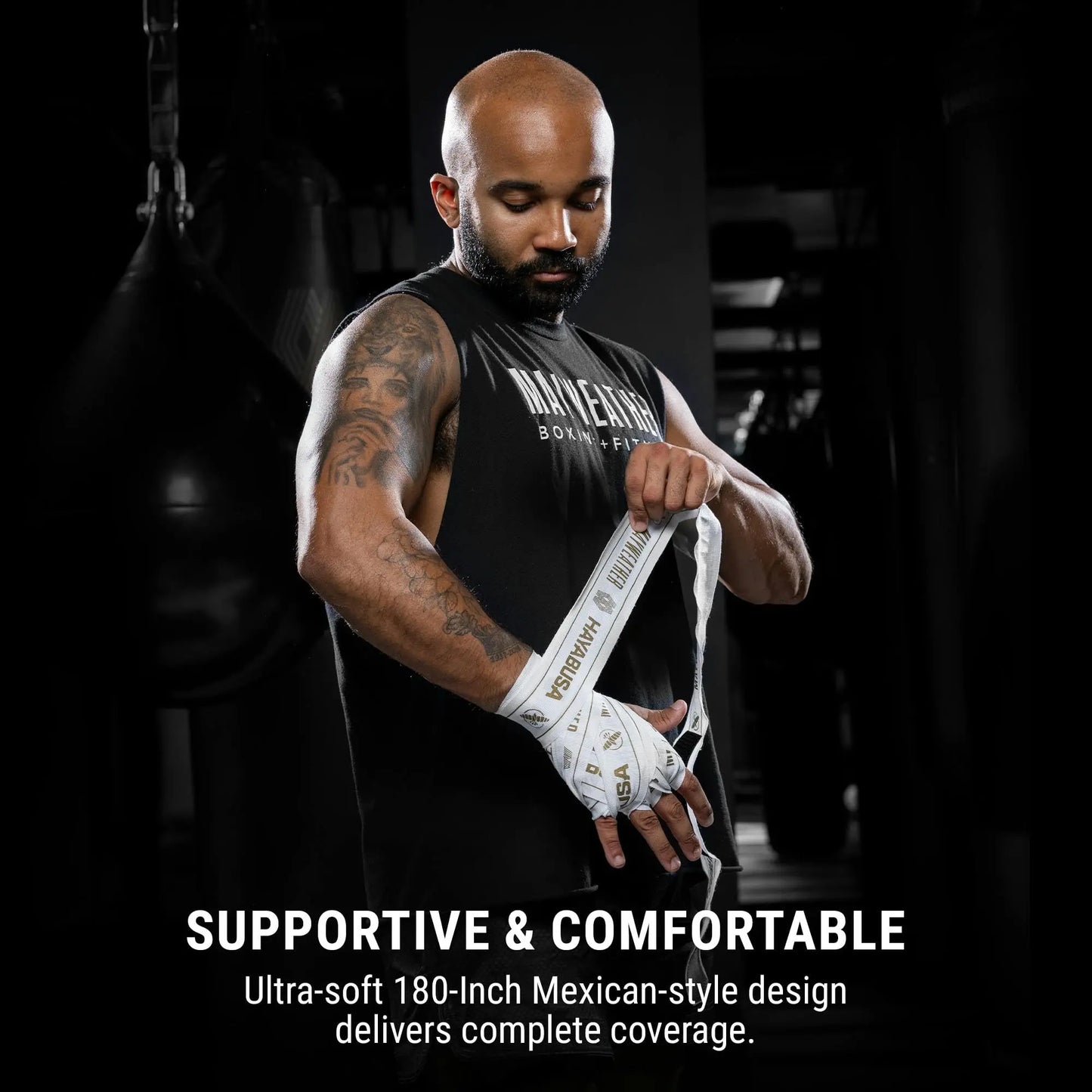 Hayabusa Mayweather Stretch Hand Wraps for Men and Women, 180 inches The Champ Gear