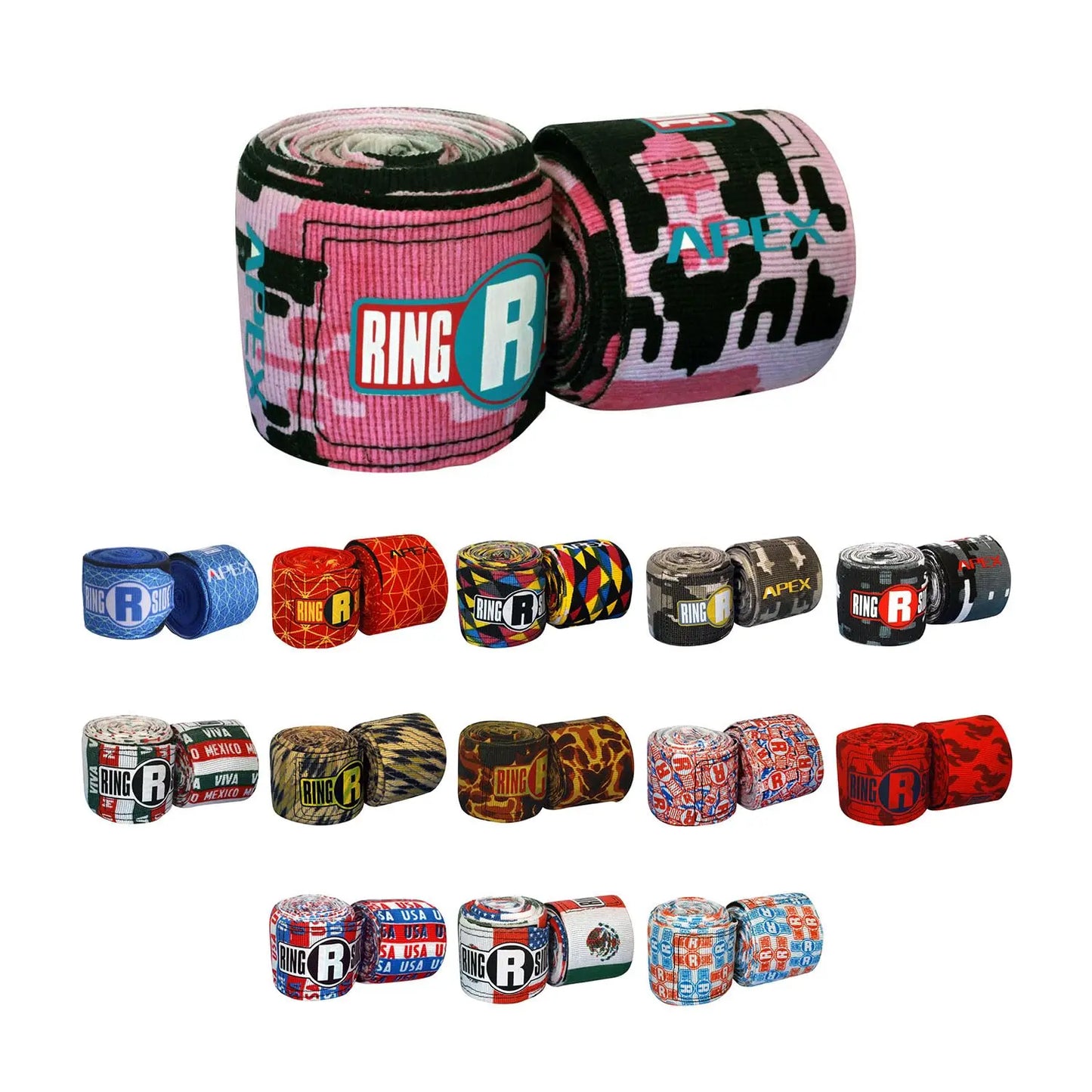 Ringside Apex 130” Boxing Hand Wraps Pair - Durable, Elastic Training Wraps with Hook & Loop Closure, Multi-Color Options, Perfect for MMA, Muay Thai, Kickboxing The Champ Gear