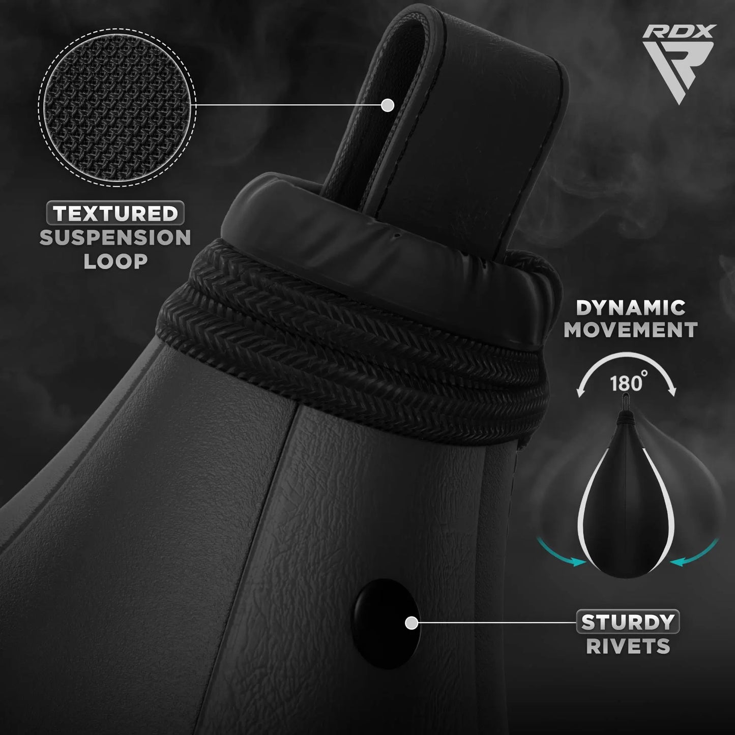 RDX Speed Bag Boxing Ball with Hanging Swivel Set, Genuine Leather Dodge Striking Mount Kit Heavy Duty, MMA Muay Thai Punching Fitness Workout Kicking Martial Arts Training The Champ Gear