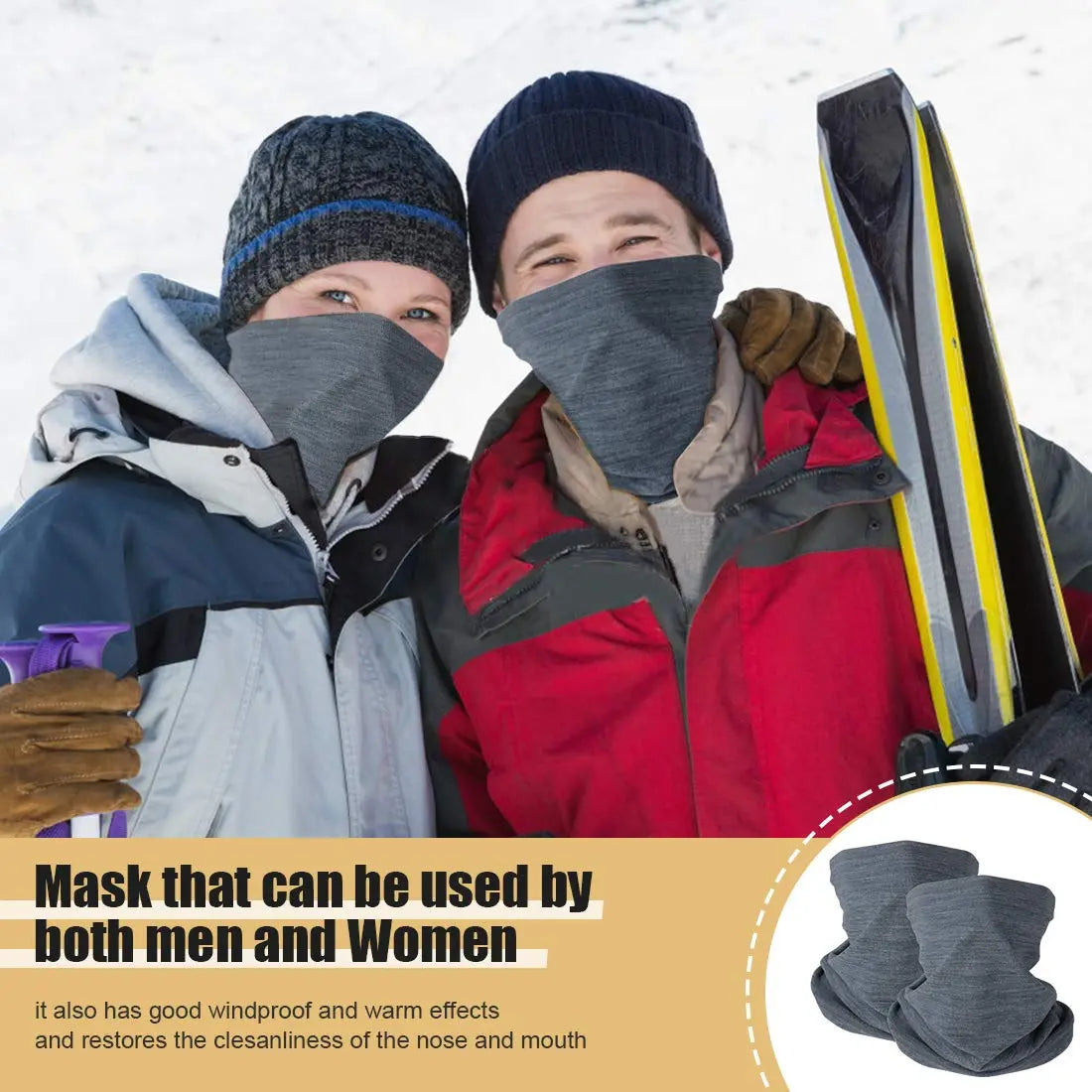 KGC 2 Pack Winter Neck Warmer Gaiter,Soft Fleece Windproof Face Cover Mask Scarf Bandana for Men & Women Outdoor Sports The Champ Gear