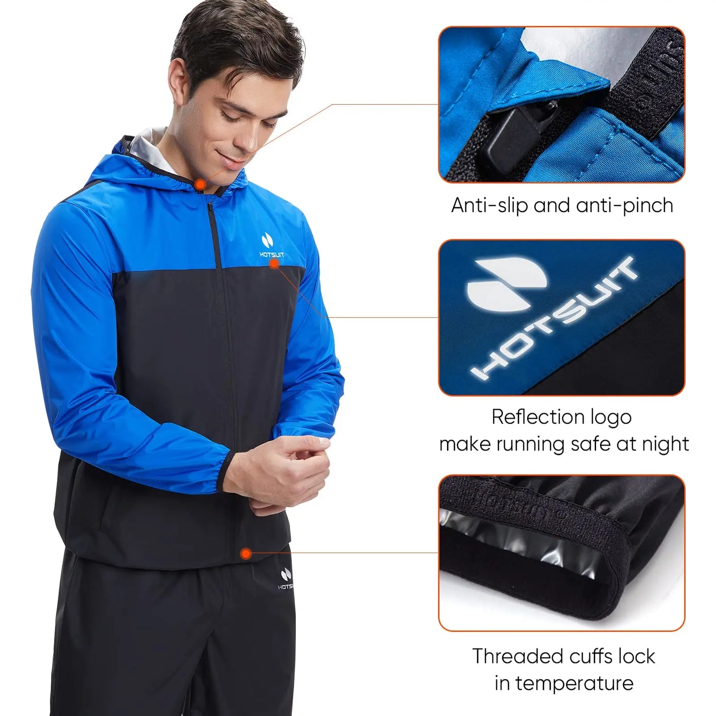 HOTSUIT Men's Sauna Suit - Full Body Sweat Jacket & Pants - The Champ Gear