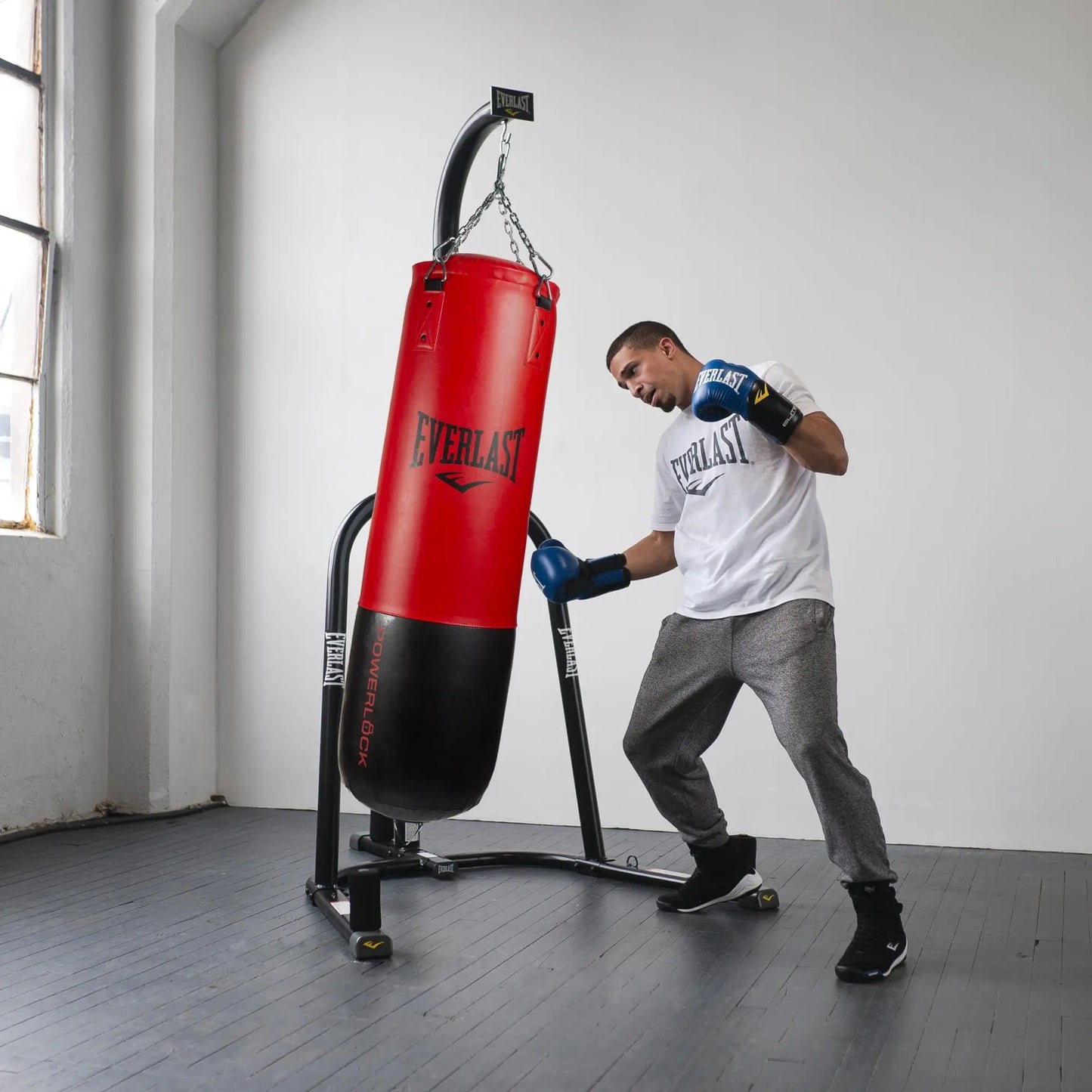 Everlast Powerlock Heavy Bag - Easy Heavy-Duty Chain Assembly, Shock Absorption, Sand-Filled Core - Ideal for Training, Boxing, Fight Sports, Fitness, Home Gym The Champ Gear