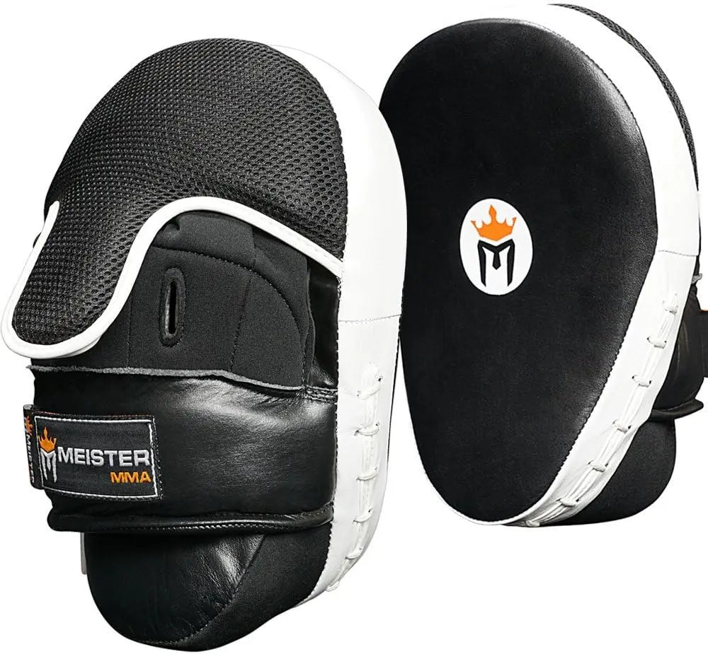 Meister Cowhide Leather Curved Focus Mitts w/Wrist Support (Pair) The Champ Gear