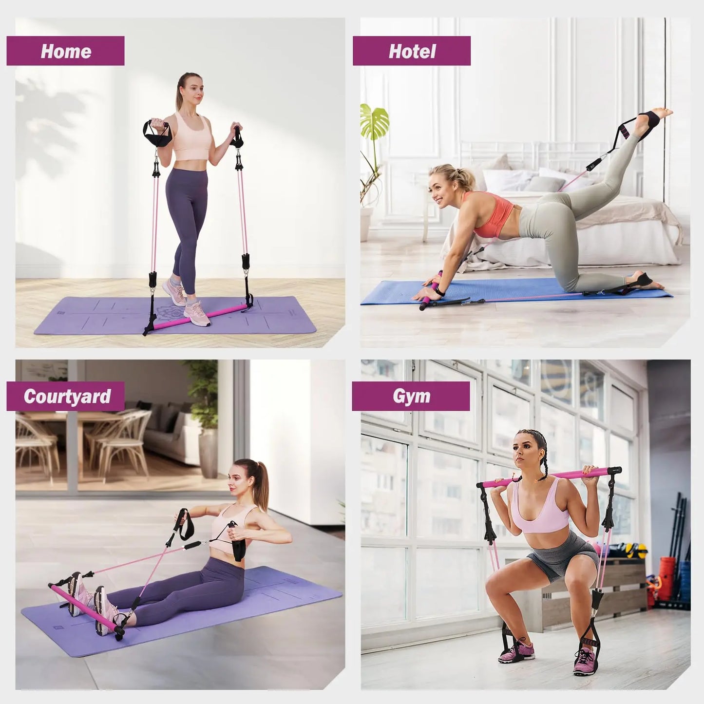 Upgraded Pilates Bar Kit with Resistance Bands Natural Latex for Women & Men, Heavy-Duty Stainless Steel Multifunctional Yoga Pilates Stick for Home Gym Exercise Fitness Equipment Full-Body Workouts The Champ Gear