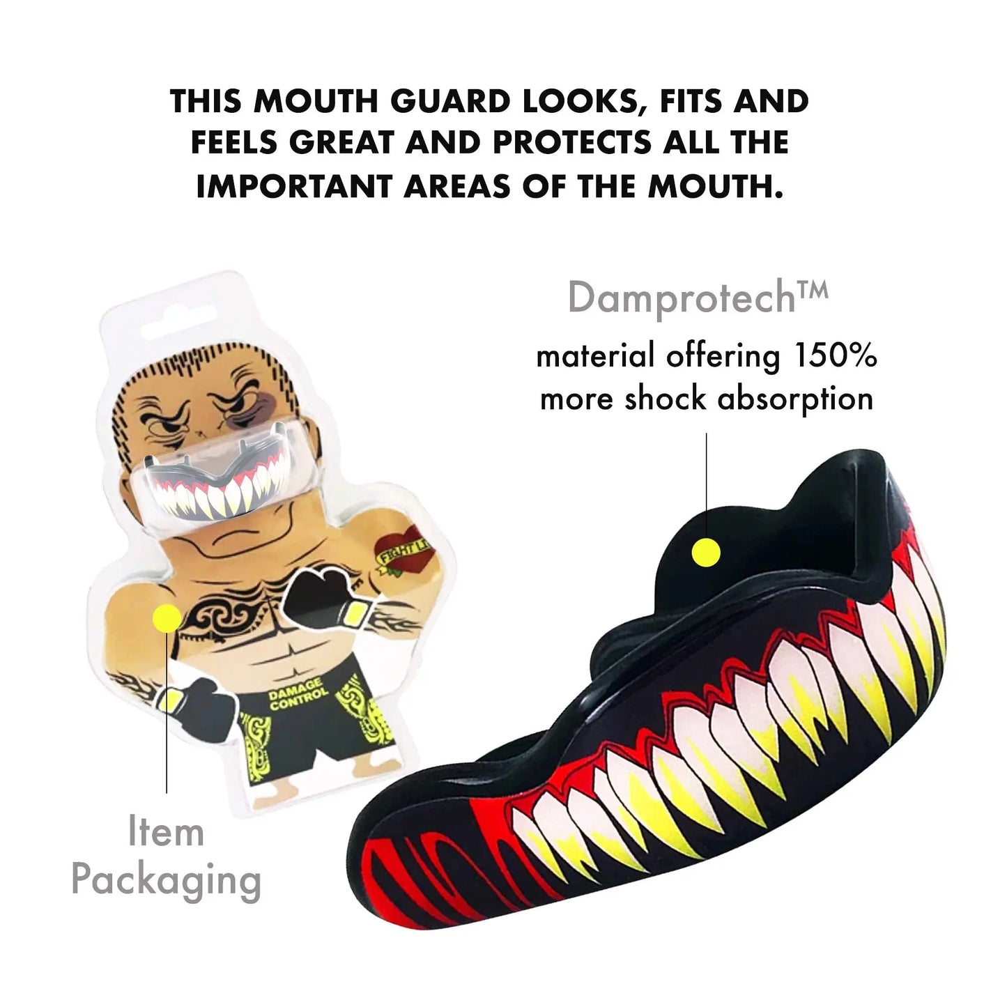 DAMAGE CONTROL High Impact Mouth Guard, Mouthguards for Sports, Boxing, Roller Derby, Hockey, Lacrosse Mouth Guard, Mouth Guards with Ultra Fit and Protection Against Shock The Champ Gear