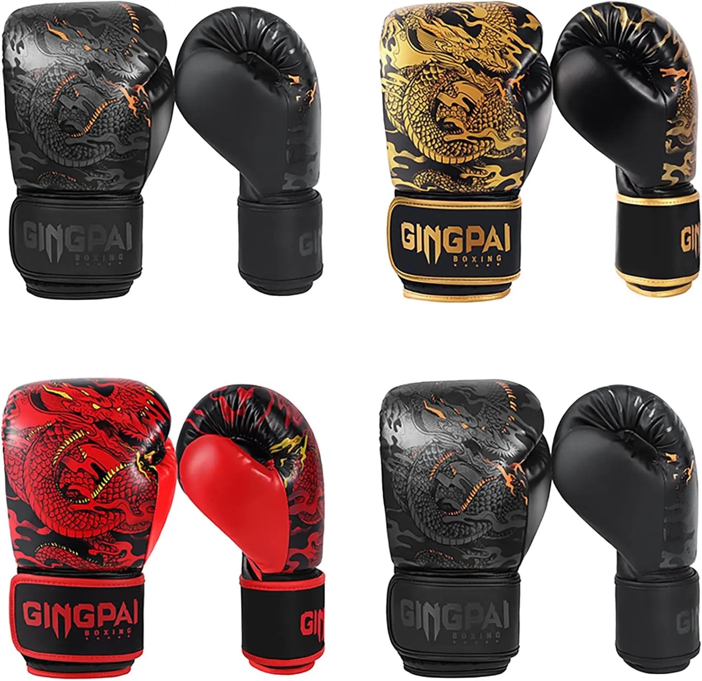 1pair Boxing Gloves Training Gloves for Men and Women (Black Golden, 12oz) The Champ Gear