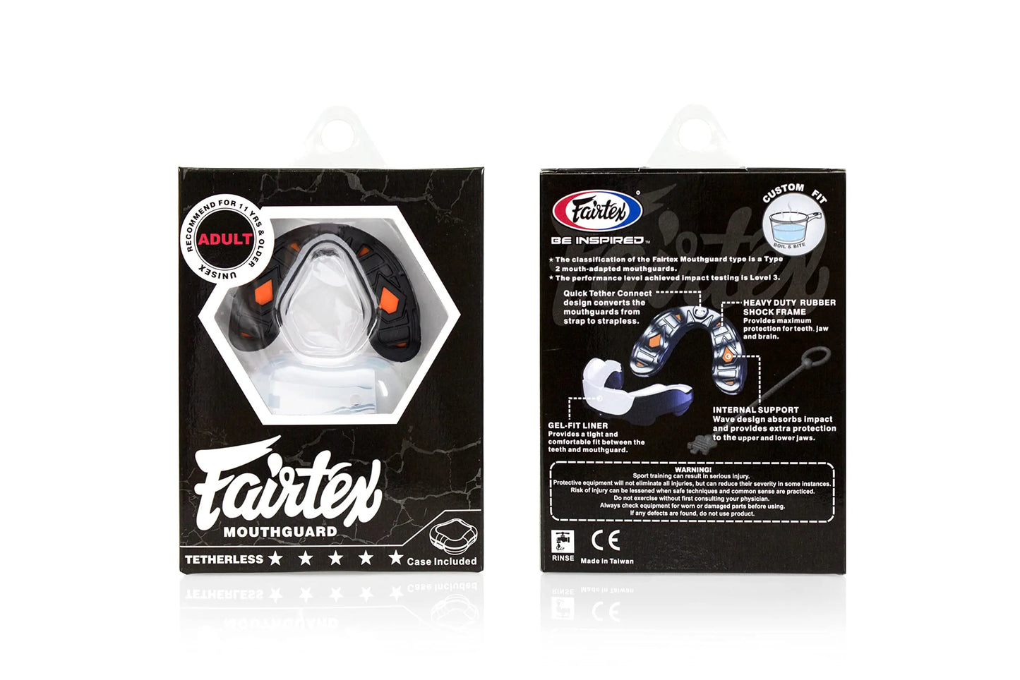 Fairtex MG3 Gel Mouth Guard Protection | Ultimate Protection for Contact Sports | Custom Fit, BPA-Free, Latex-Free | Quick Tether Connect, Heavy-Duty Shock Frame, Gel-Fit Liner (Black) The Champ Gear