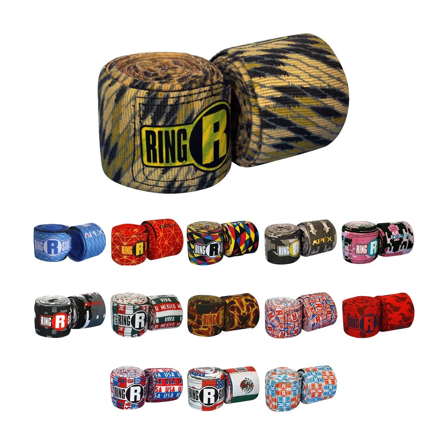 Ringside Apex 130” Boxing Hand Wraps Pair - Durable, Elastic Training Wraps with Hook & Loop Closure, Multi-Color Options, Perfect for MMA, Muay Thai, Kickboxing The Champ Gear