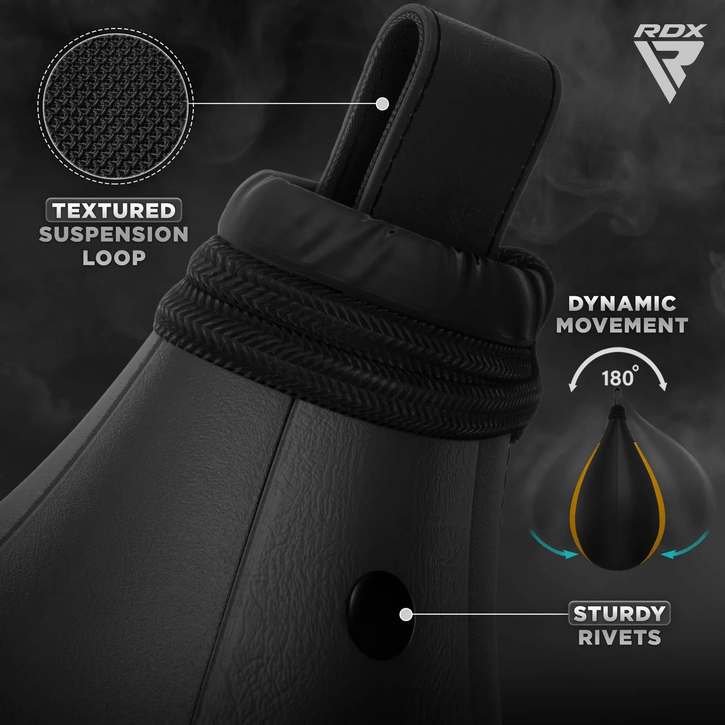 RDX Speed Bag Boxing Ball with Hanging Swivel Set, Genuine Leather Dodge Striking Mount Kit Heavy Duty, MMA Muay Thai Punching Fitness Workout Kicking Martial Arts Training The Champ Gear