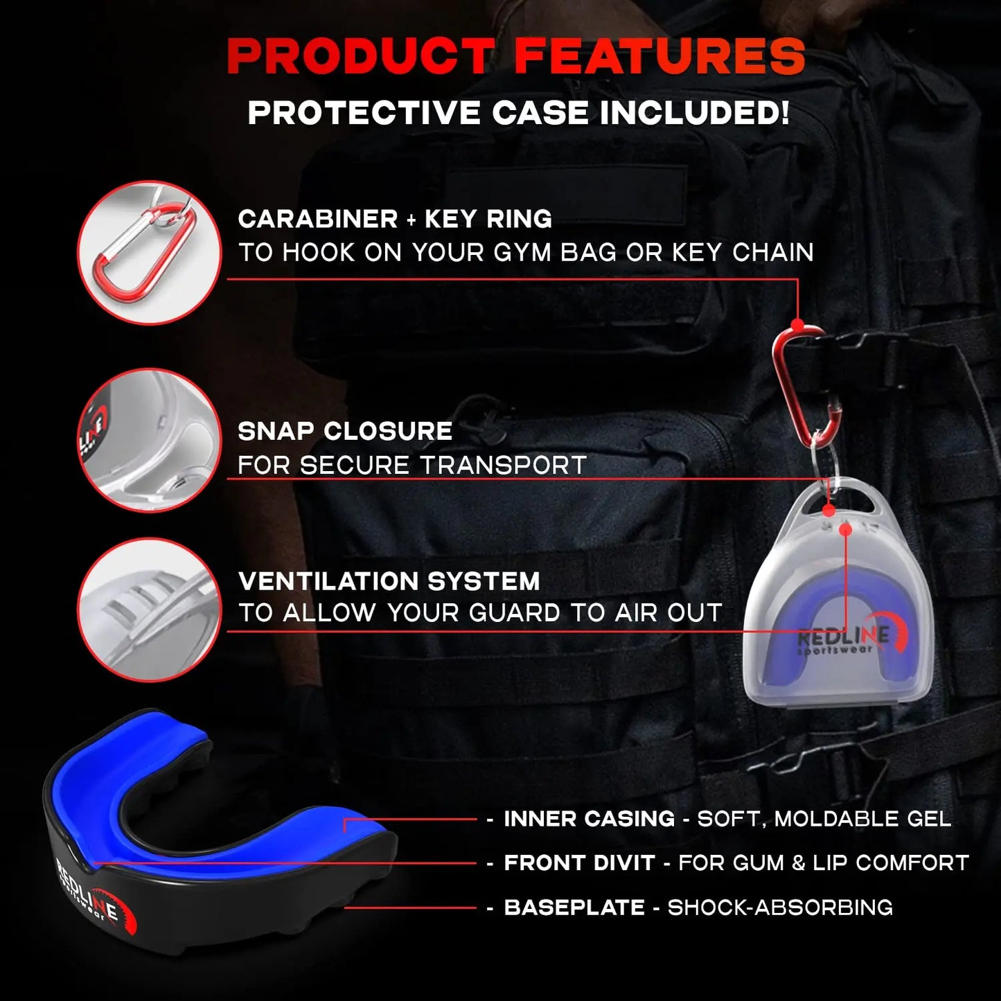 Premium Custom Molded Boxing Mouth Guard with case, Professional Mouth Guard for Braces for Sports | BPA Free Sports Mouth Guard for Football, Hockey, Lacrosse | Mouthpiece for Kids, Adult & Youth The Champ Gear