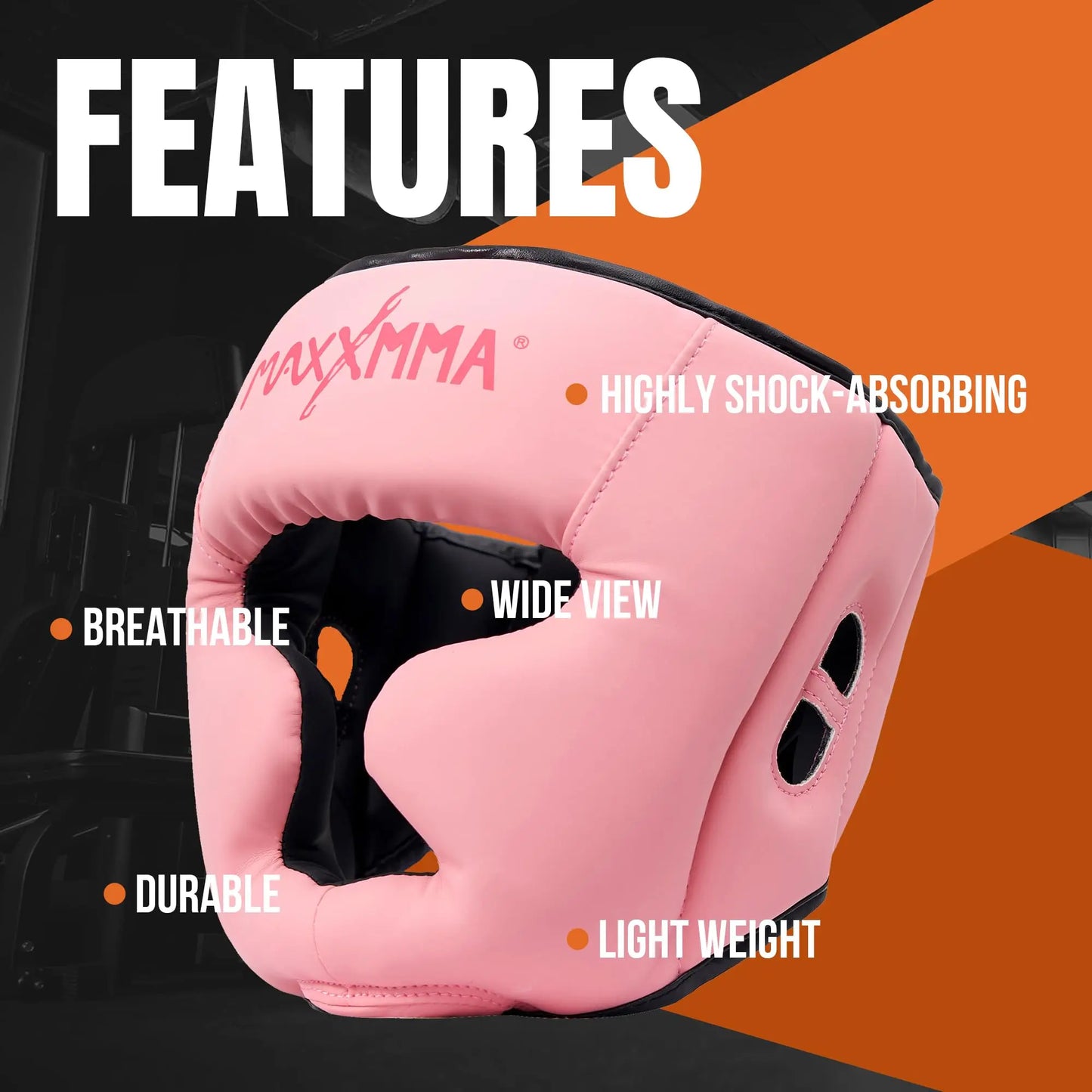 MaxxMMA Boxing Headgear, Adjustable Full Coverage Protection Headguard, MMA Training, Muay Thai, Sparring, Martial Arts, Karate (Pink, M) The Champ Gear
