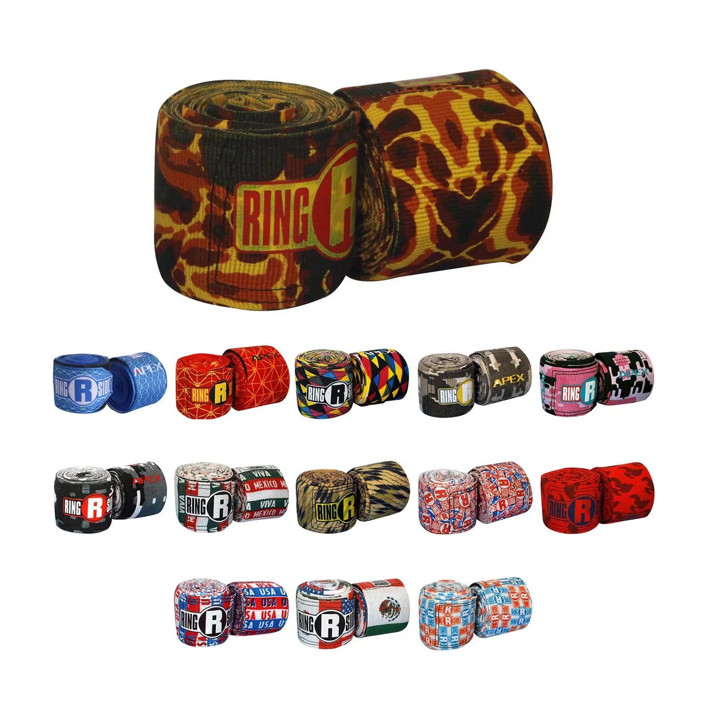 Ringside Apex 130” Boxing Hand Wraps Pair - Durable, Elastic Training Wraps with Hook & Loop Closure, Multi-Color Options, Perfect for MMA, Muay Thai, Kickboxing The Champ Gear