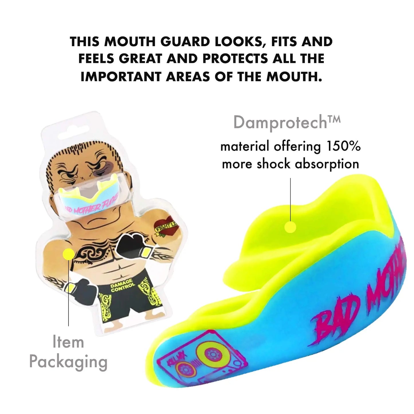 DAMAGE CONTROL High Impact Mouth Guard, Mouthguards for Sports, Boxing, Roller Derby, Hockey, Lacrosse Mouth Guard, Mouth Guards with Ultra Fit and Protection Against Shock The Champ Gear
