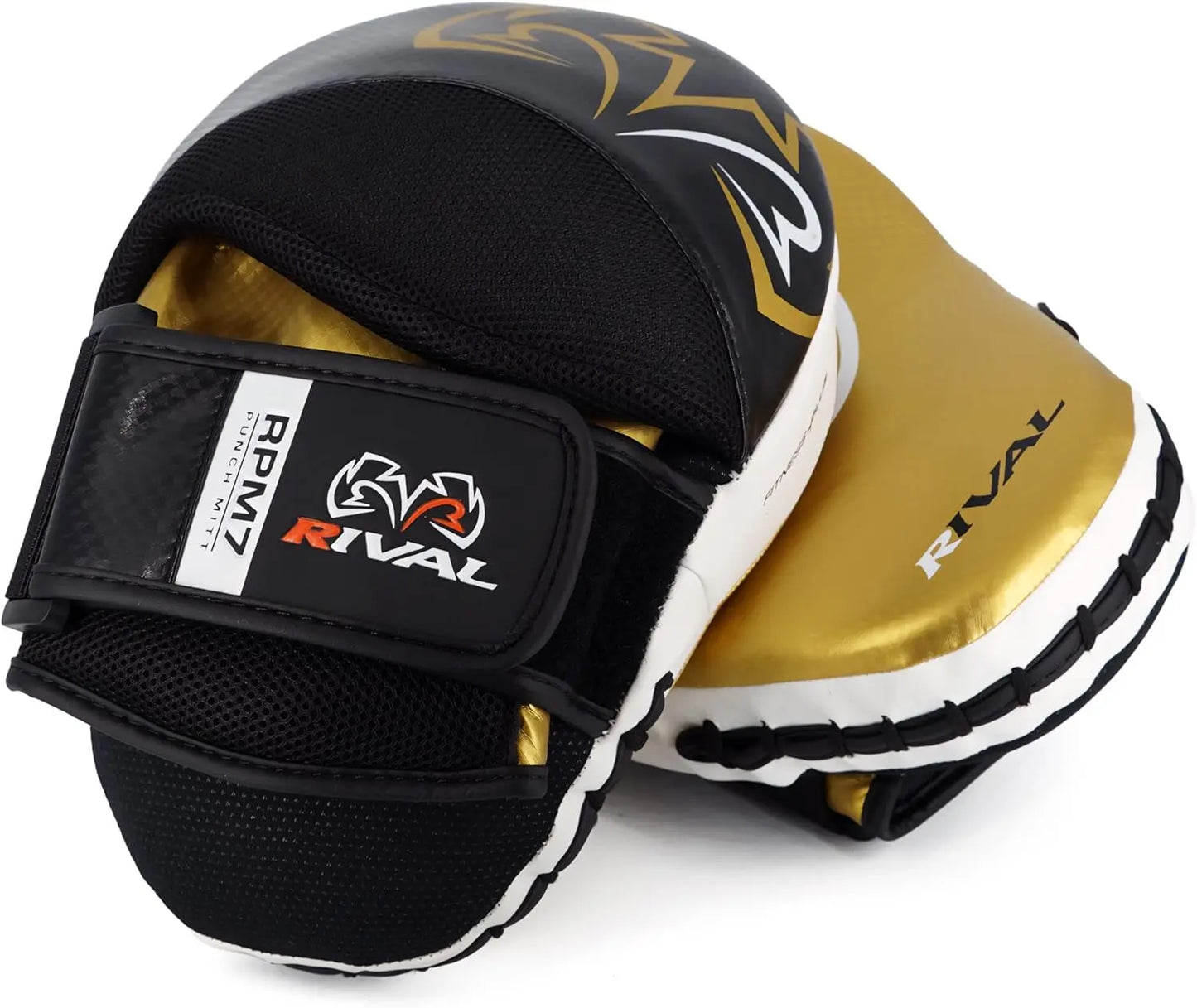 Rival Boxing Fitness+ Ergonomic Punch Mitts - Black/Gold - The Champ Gear