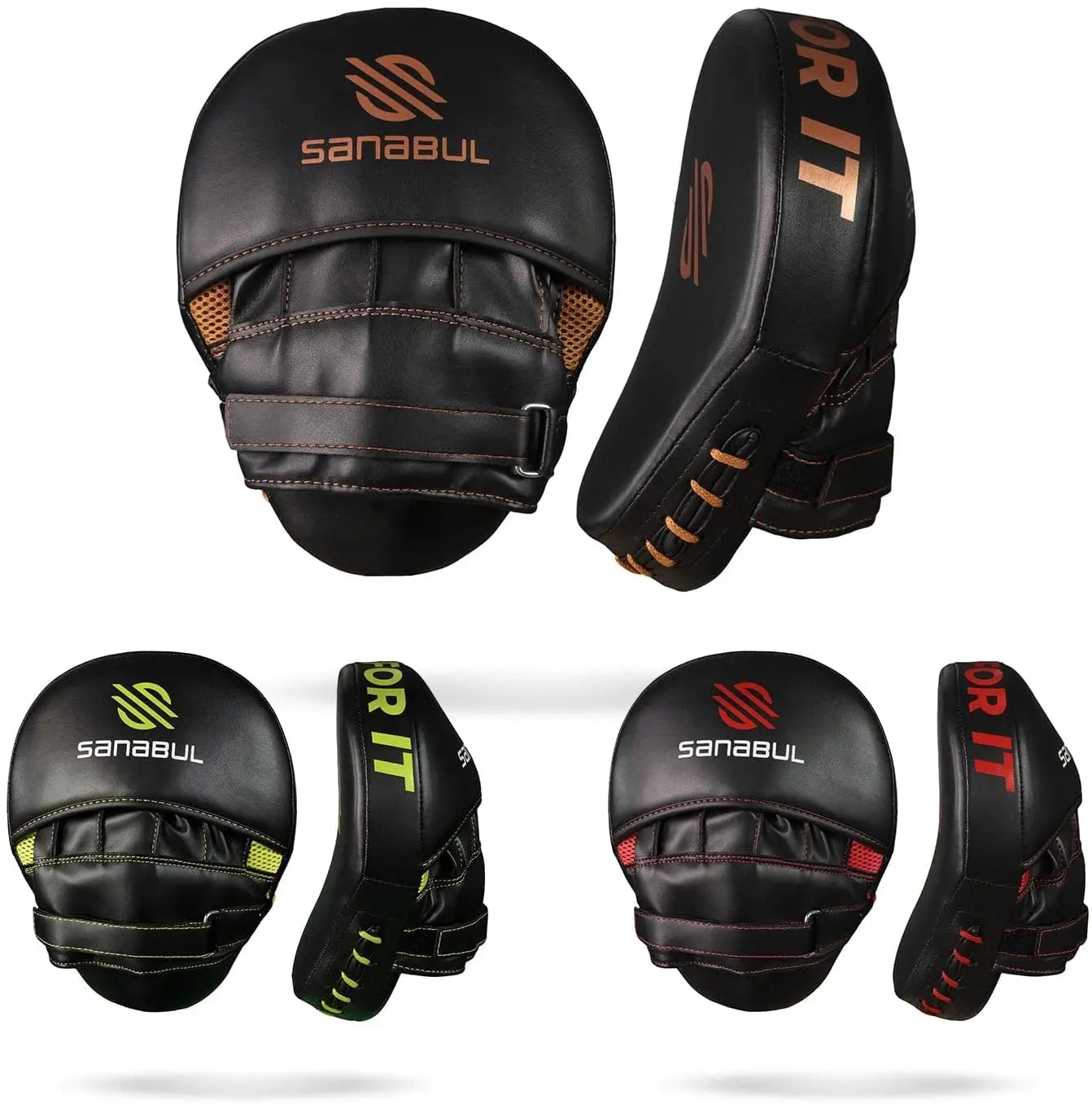 Sanabul Essential Curved Punching Mitts for Boxing, MMA Muay Thai Boxing Pads for Training, Punch Focus Mitts, Hand Pads Sparring Gear, Strike Shield The Champ Gear