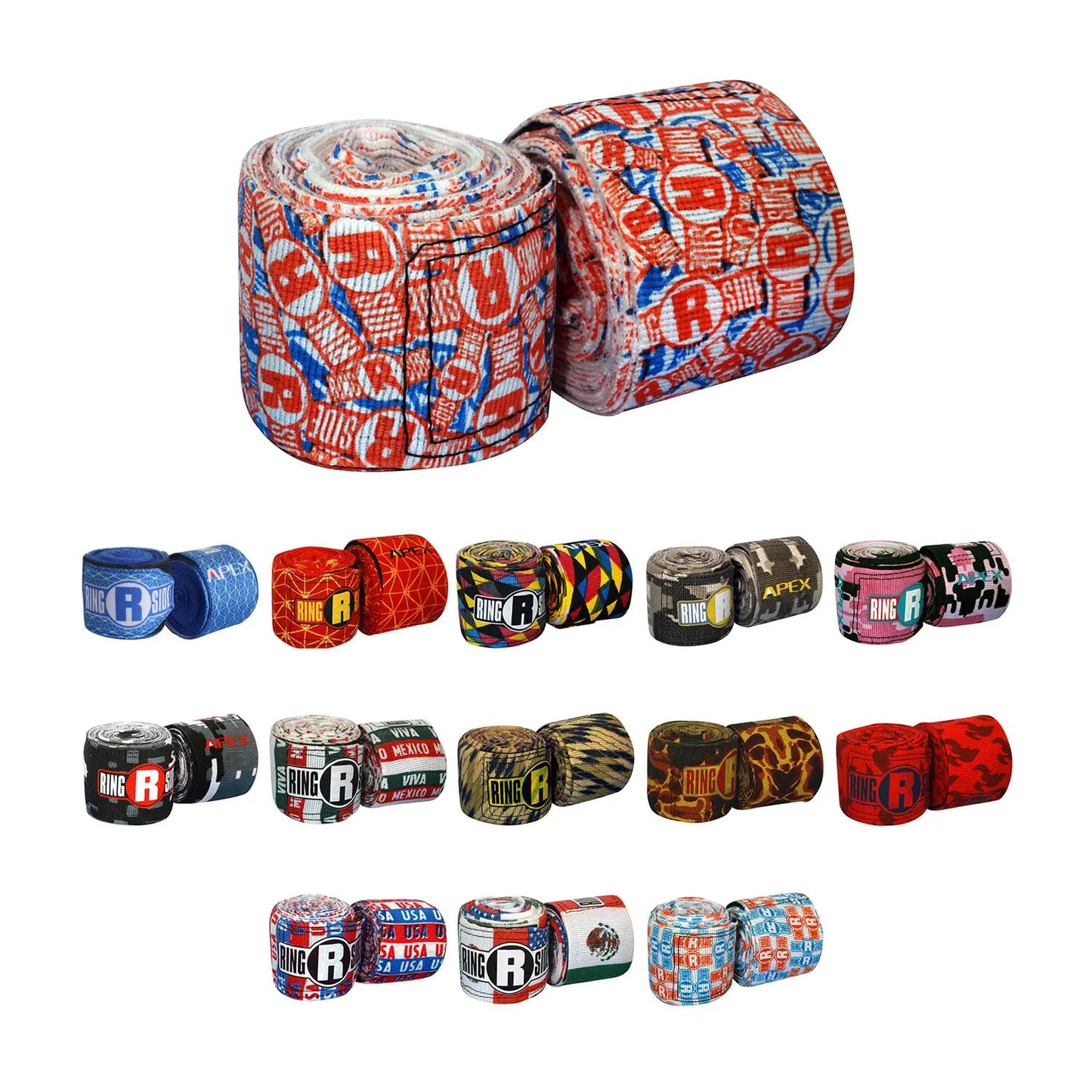 Ringside Apex 130” Boxing Hand Wraps Pair - Durable, Elastic Training Wraps with Hook & Loop Closure, Multi-Color Options, Perfect for MMA, Muay Thai, Kickboxing The Champ Gear