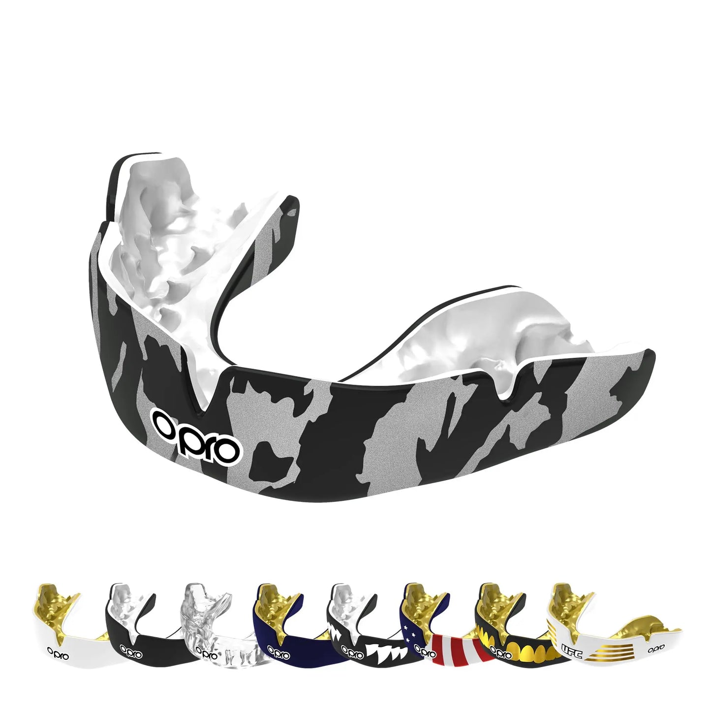 OPRO Instant Custom-Fit Sports Mouth Guard, Revolutionary Fitting Technology for Ultimate Comfort, Protection & Fit, Gum Shield, Dentist Mouthguard for Rugby, Boxing, Hockey, MMA (Gold Teeth, Adult) The Champ Gear