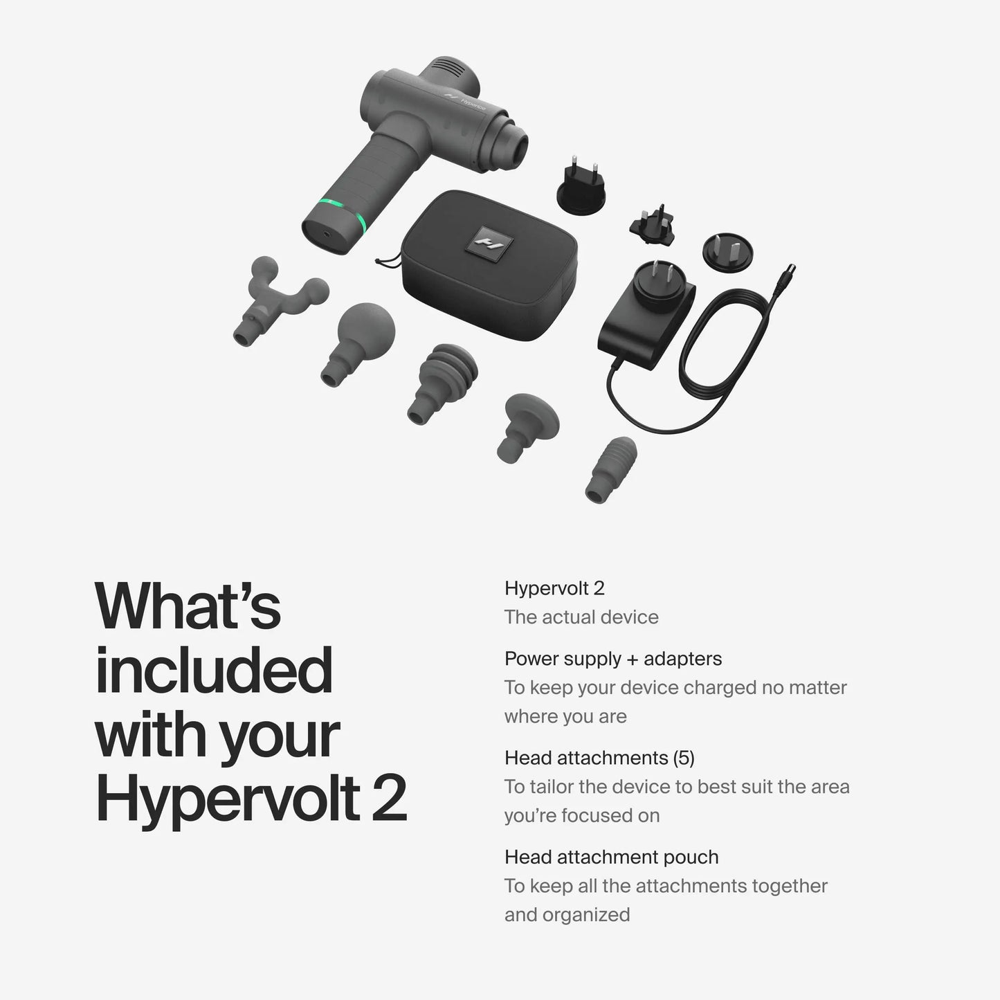 Hyperice Hypervolt 2 Black - Featuring Quiet Glide Technology | 3 Speeds, 5 Interchangeable Heads The Champ Gear