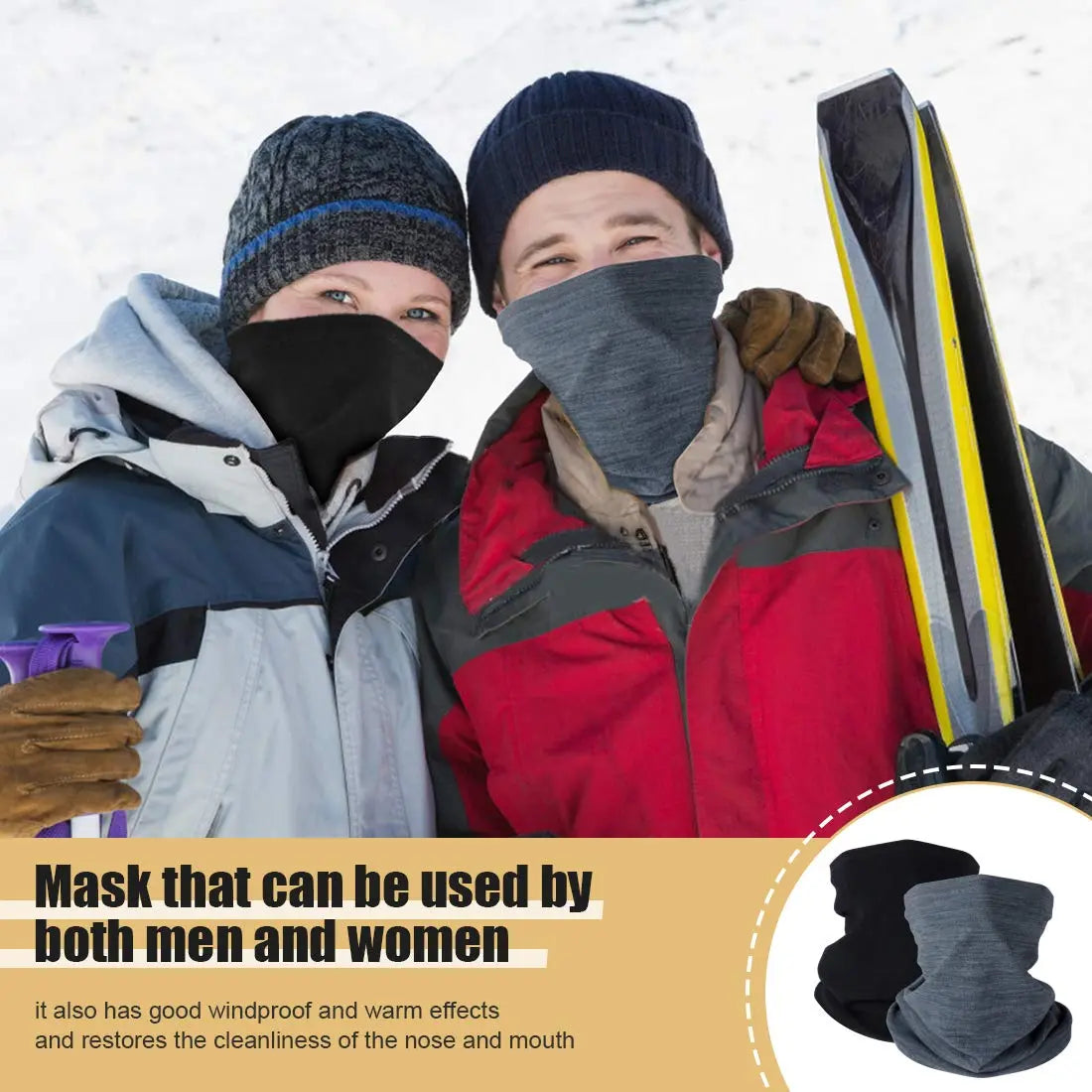 KGC 2 Pack Winter Neck Warmer Gaiter,Soft Fleece Windproof Face Cover Mask Scarf Bandana for Men & Women Outdoor Sports The Champ Gear