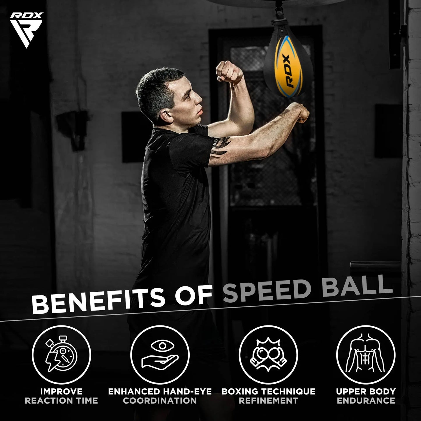 RDX Speed Bag Boxing Ball with Hanging Swivel Set, Genuine Leather Dodge Striking Mount Kit Heavy Duty, MMA Muay Thai Punching Fitness Workout Kicking Martial Arts Training The Champ Gear