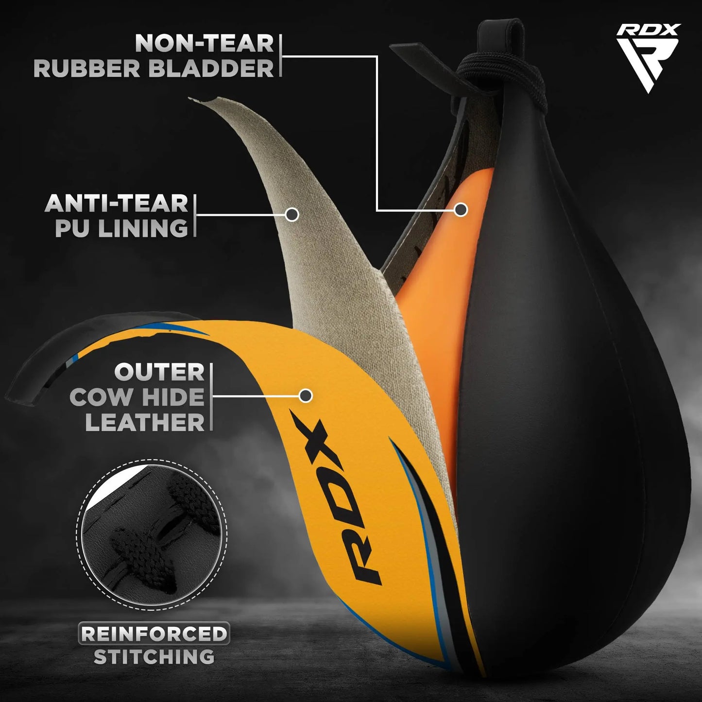 RDX Speed Bag Boxing Ball with Hanging Swivel Set, Genuine Leather Dodge Striking Mount Kit Heavy Duty, MMA Muay Thai Punching Fitness Workout Kicking Martial Arts Training The Champ Gear